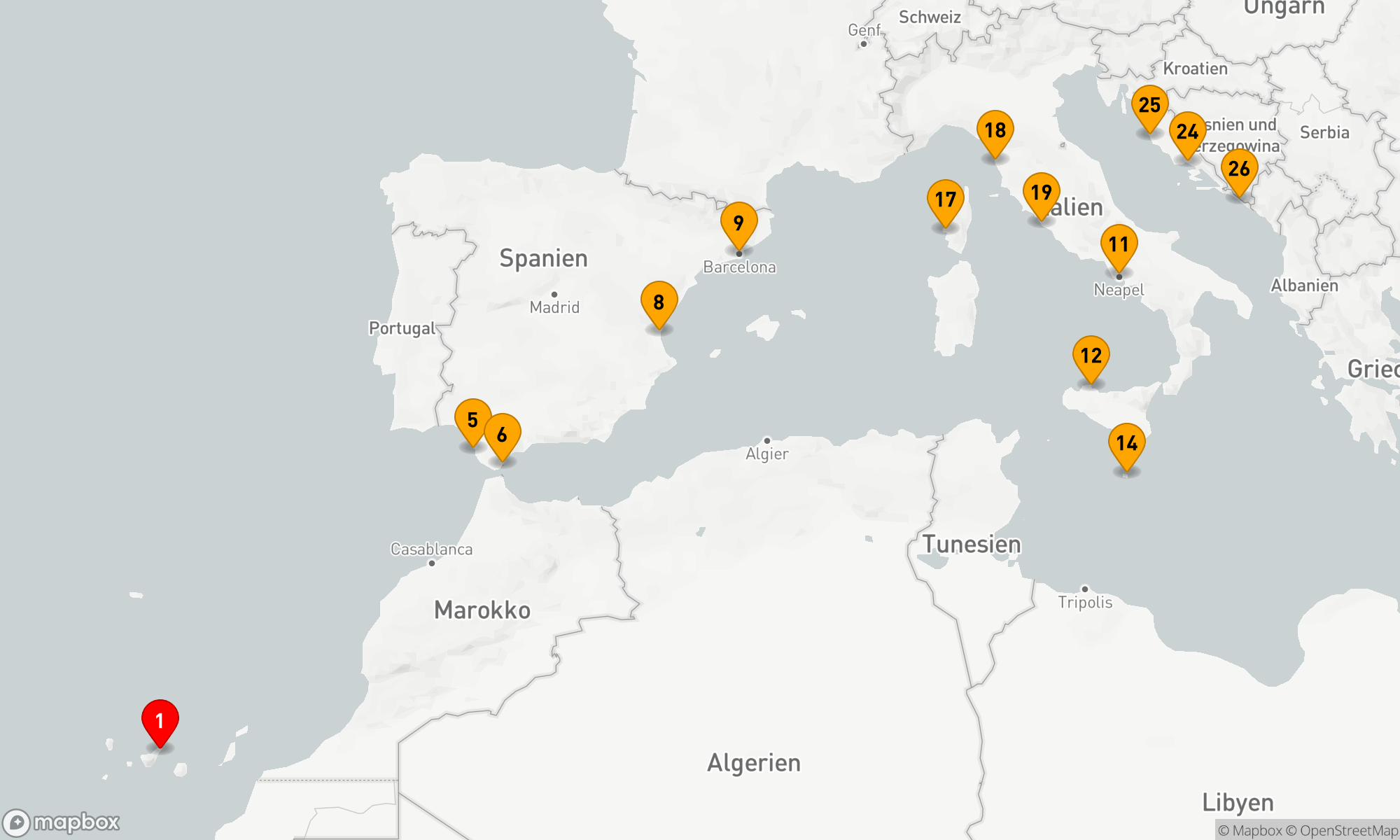 Route 27 Nächte - KANARISCHE INSELN UND MITTELMEER