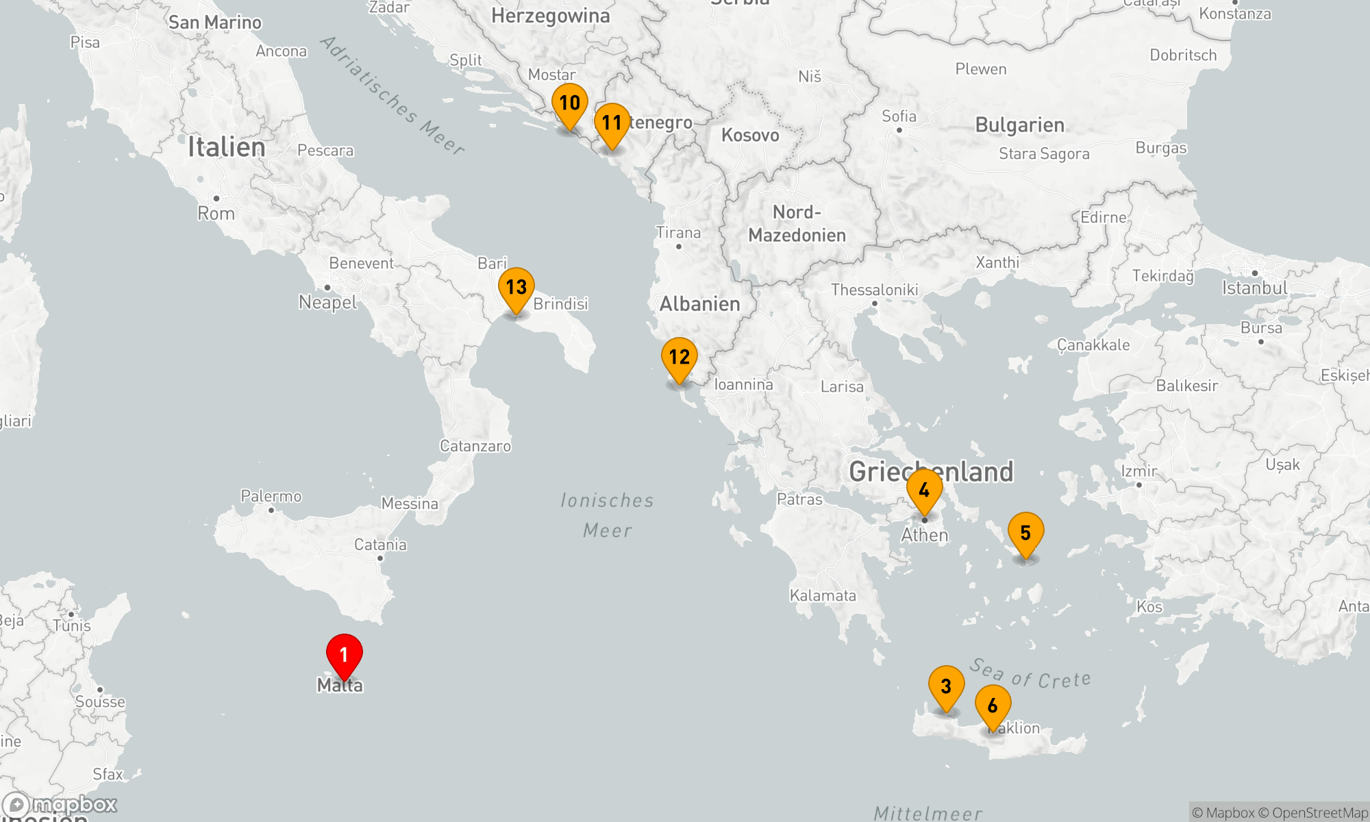 Route 14 Nächte - MITTELMEER-FLIEGEN-KREUZFAHRT