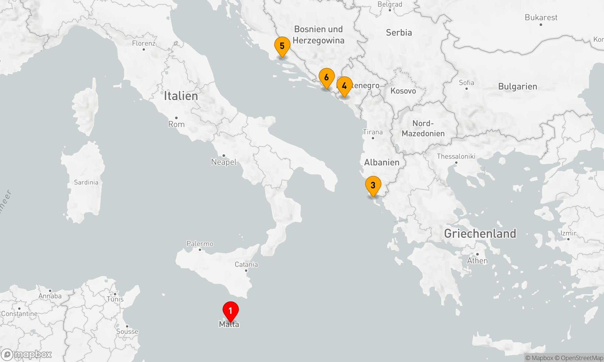 Route 7 Nächte - ZENTRALE MITTELMEER-FLUGKREUZFAHRT