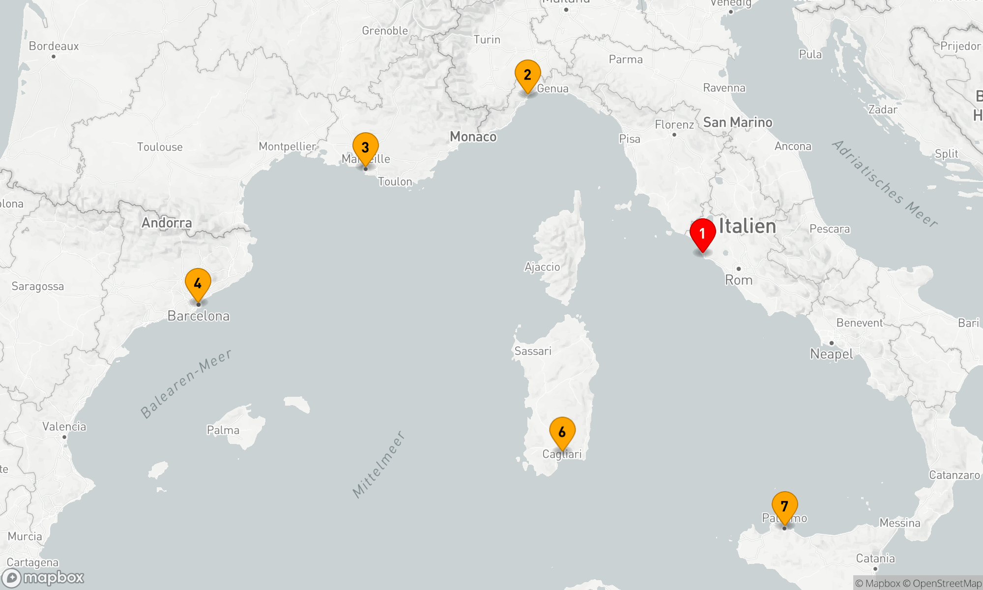Route 7 Nächte - Mediterrane Meisterwerke-Reise
