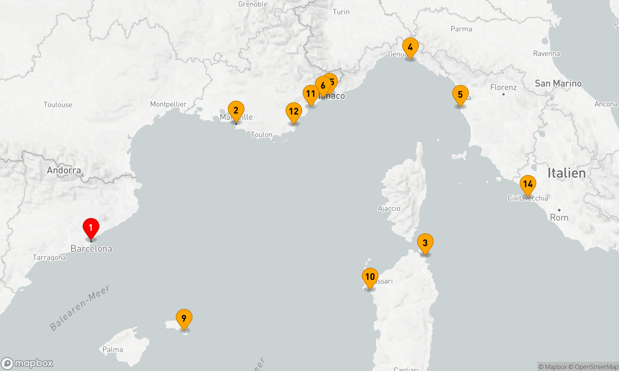 Route 14 Nächte - Mediterrane Eleganz: Von Gaudi bis Riviera Glanzpunkte