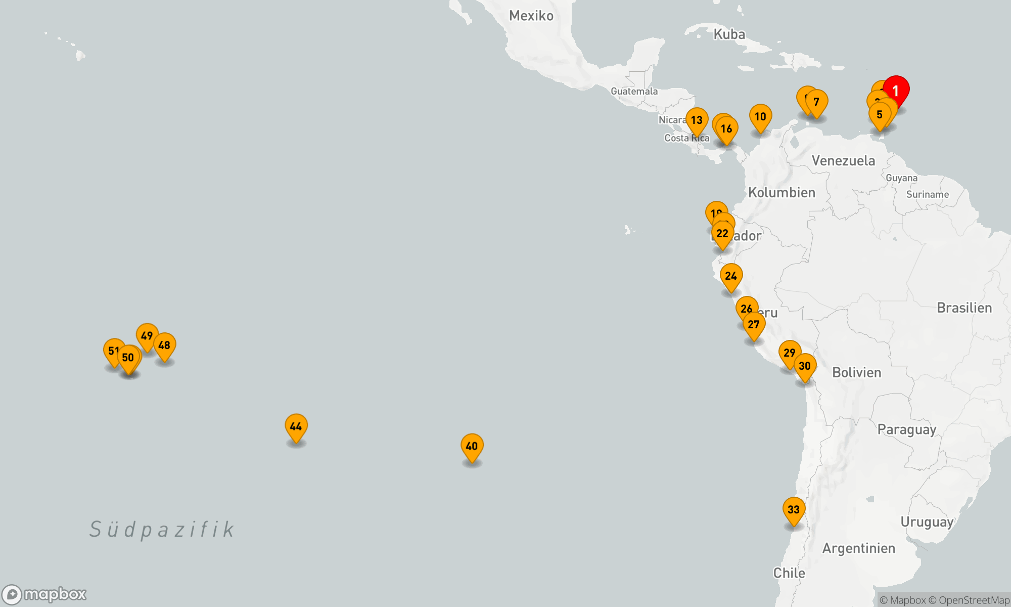 Route 51 Nächte - Sehnsuchtsziele entdecken: Karibik,  Südamerika und Südsee