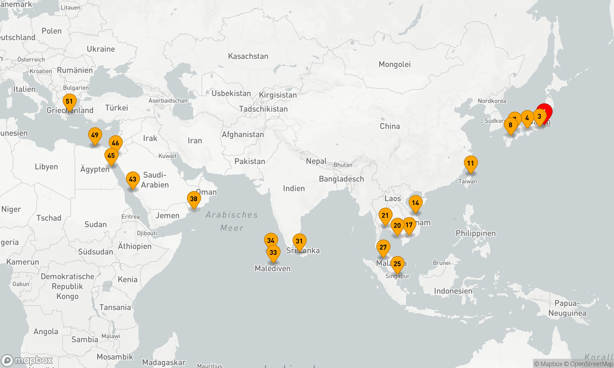 Route 50 Nächte - Asien intensiv: Von Japan bis in den Orient