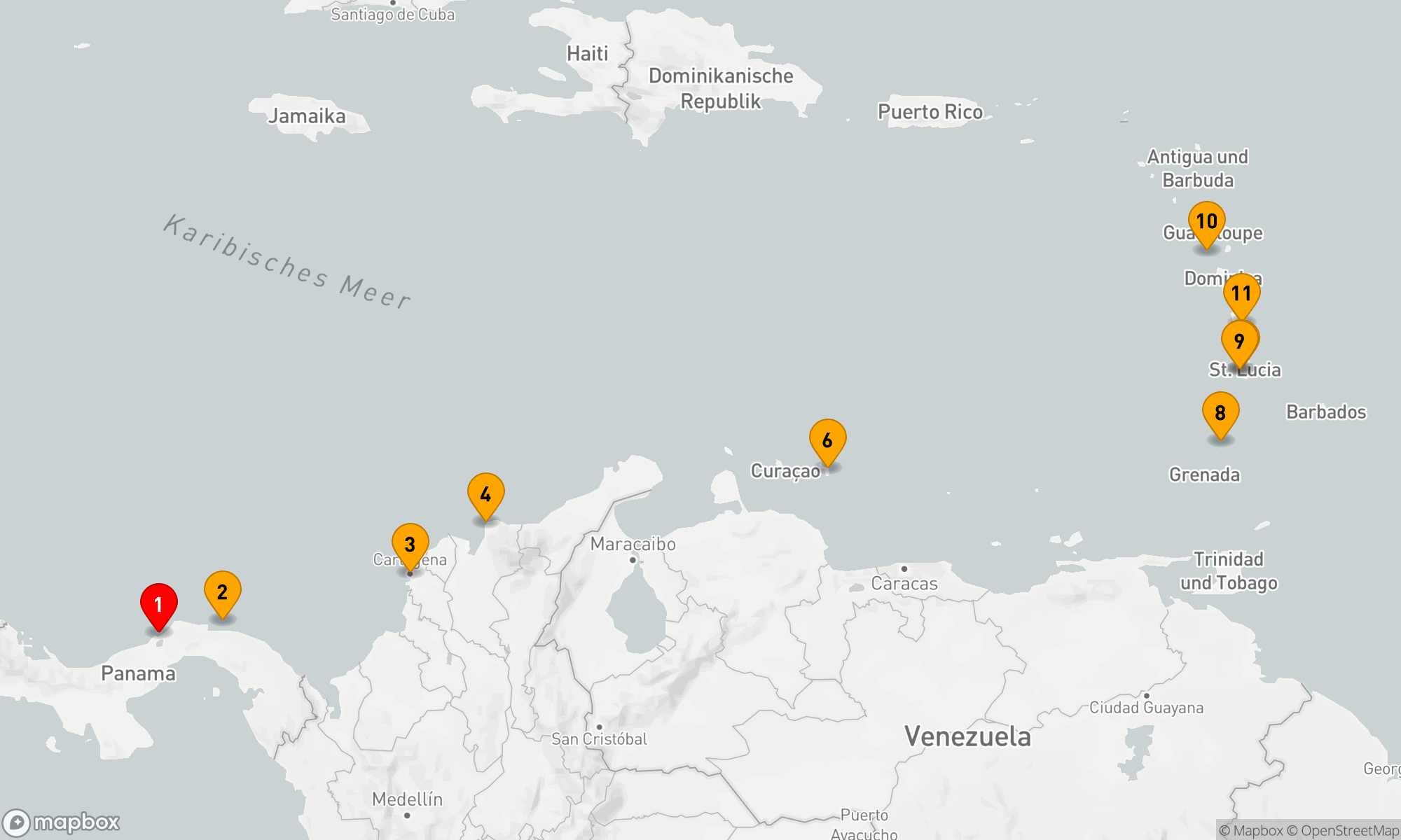 Route 10 Nächte - Panama,  Kolumbien und karibische Inseln