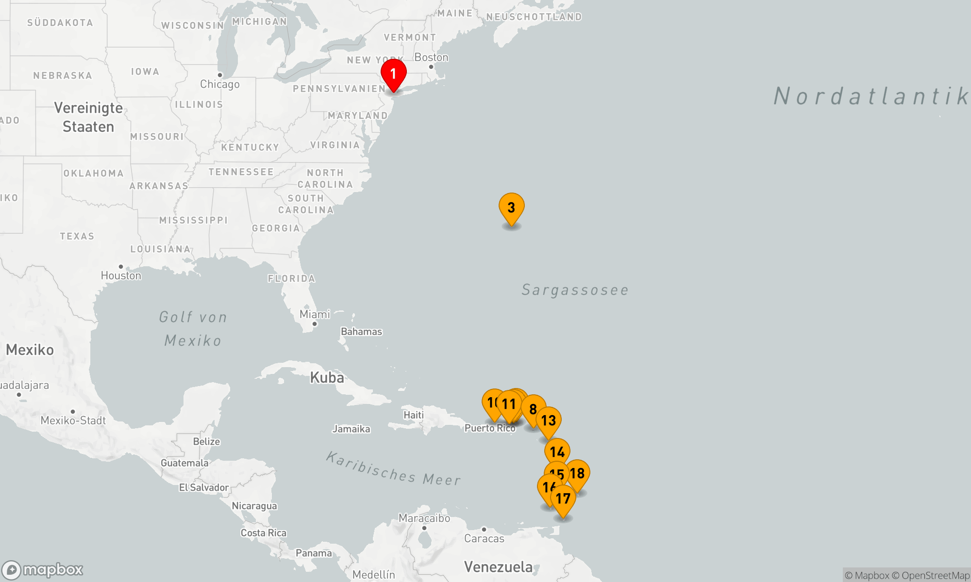 Route 17 Nächte - KREUZFAHRT BERMUDA & ÖSTLICHE KARIBIK: SINT MAARTEN,  ANTIGUA & TOBAGO