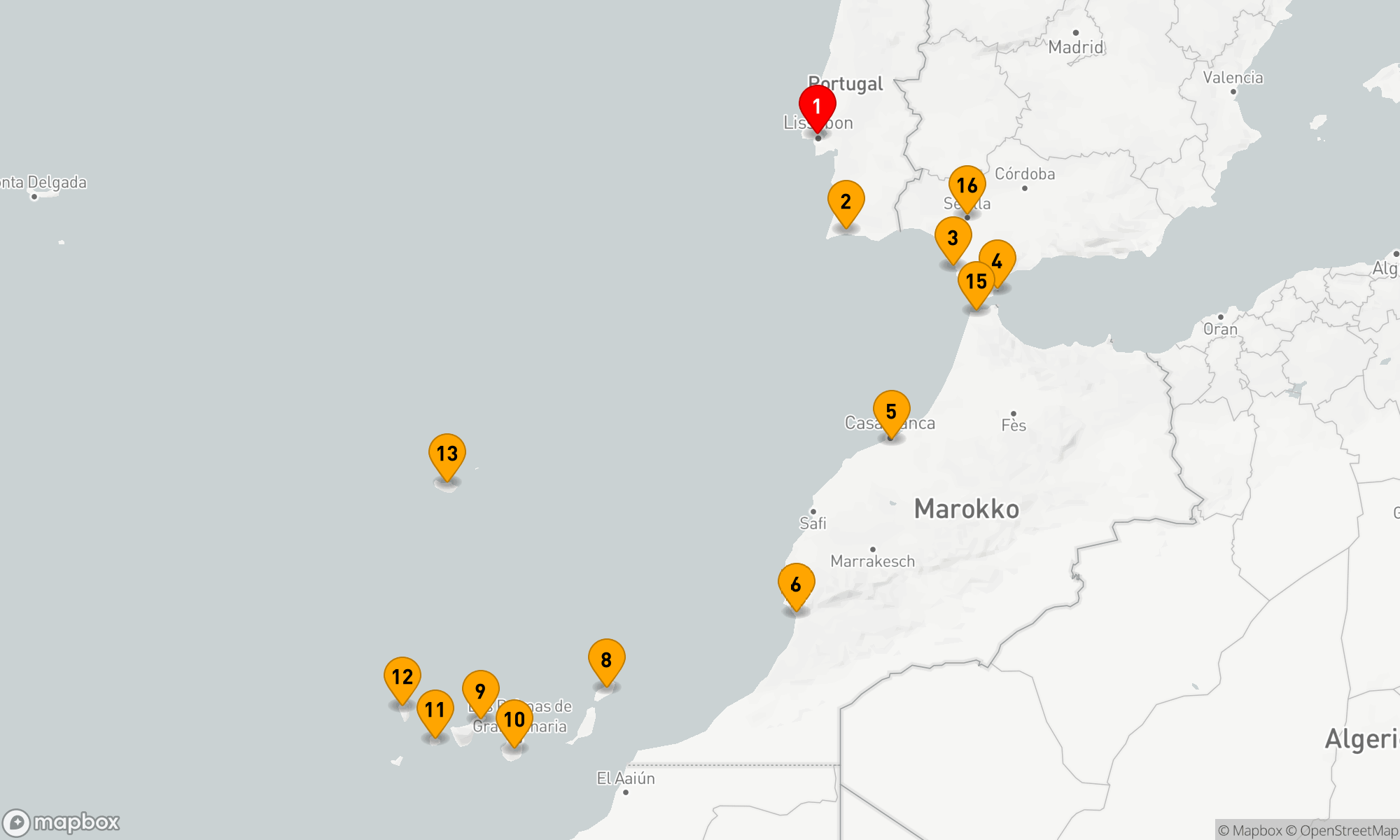Route 19 Nächte - MAROKKO,  KANARISCHE INSELN & SPANIEN KREUZFAHRT: CASABLANCA,  TENERIFFA & SEVILLA