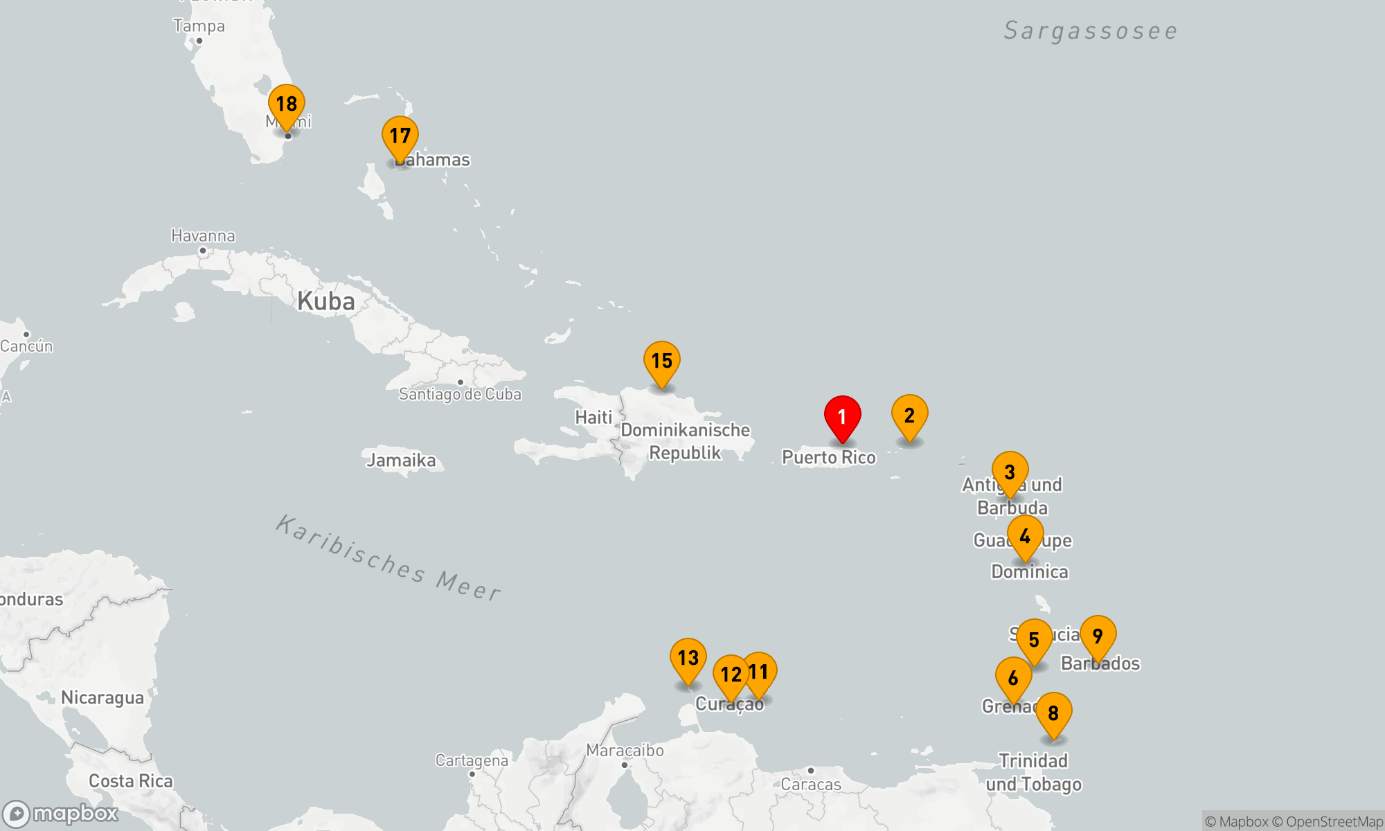 Route 17 Nächte - KREUZFAHRT DURCH DIE ÖSTLICHE UND SÜDLICHE KARIBIK: GRENADA,  BARBADOS & ARUBA