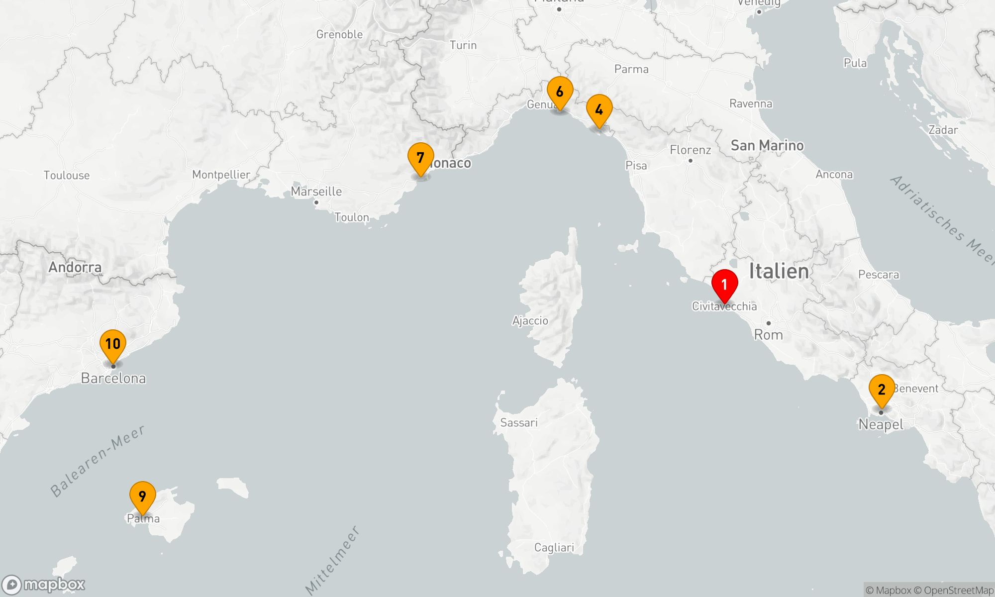 Route 9 Nächte - ITALIENISCHE RIVIERA,  FRANKREICH & SPANIEN