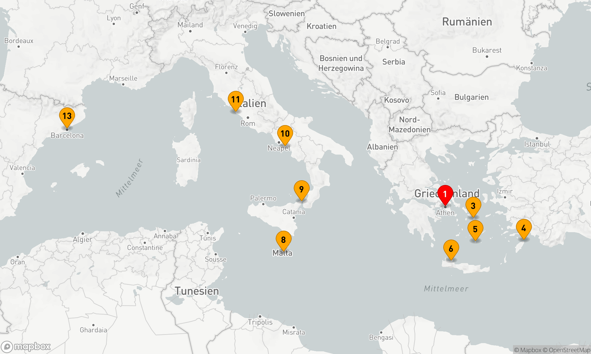 Route 12 Nächte - GRIECHENLAND,  ITALIEN & MALTA KREUZFAHRT
