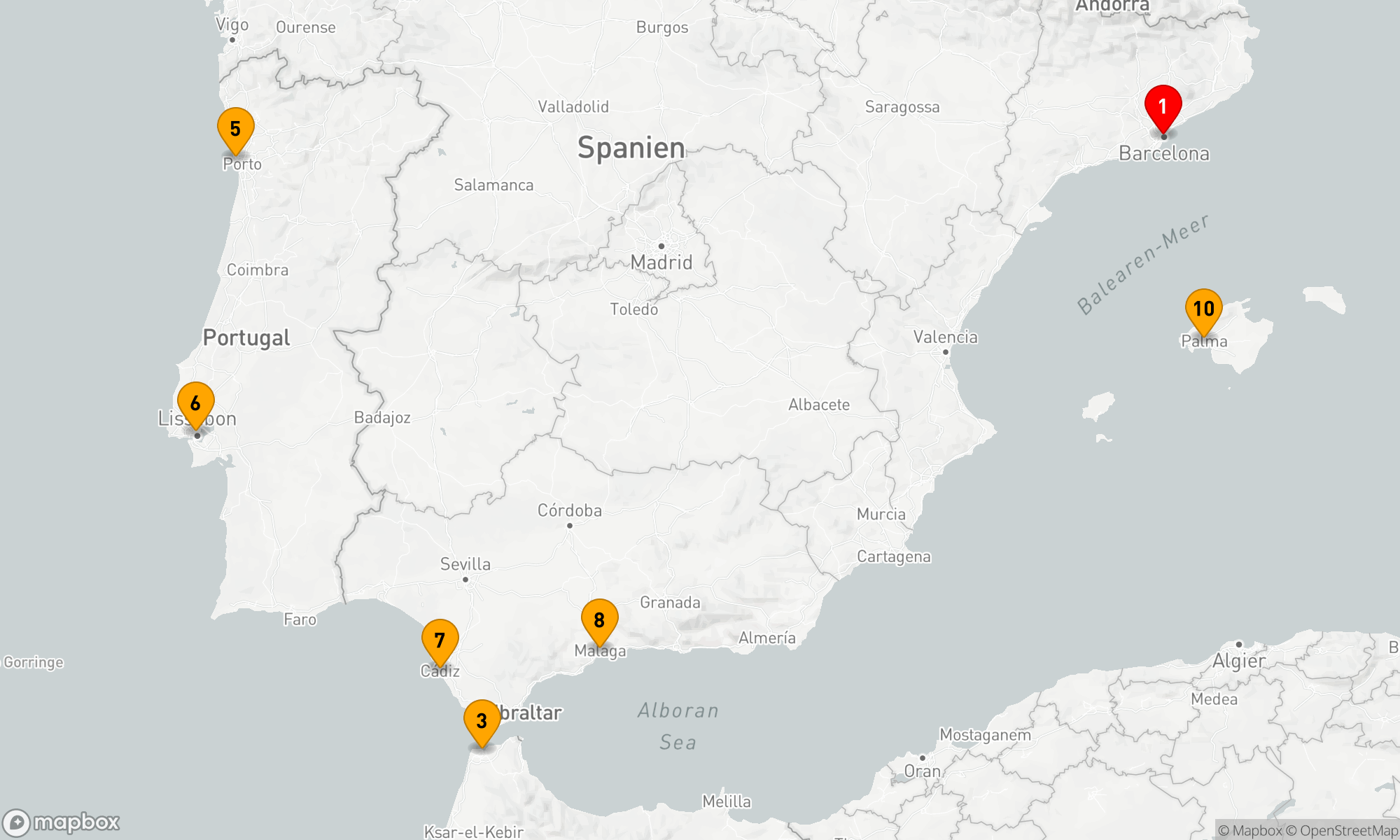 Route 10 Nächte - SPANIEN,  PORTUGAL & MAROKKO