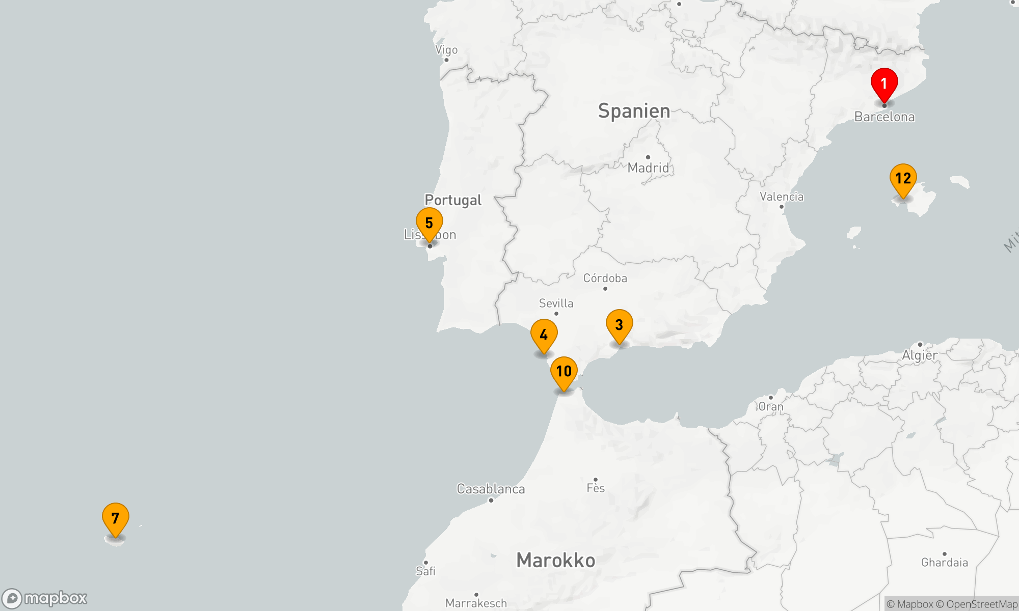 Route 12 Nächte - SPANIEN,  PORTUGAL & MAROKKO