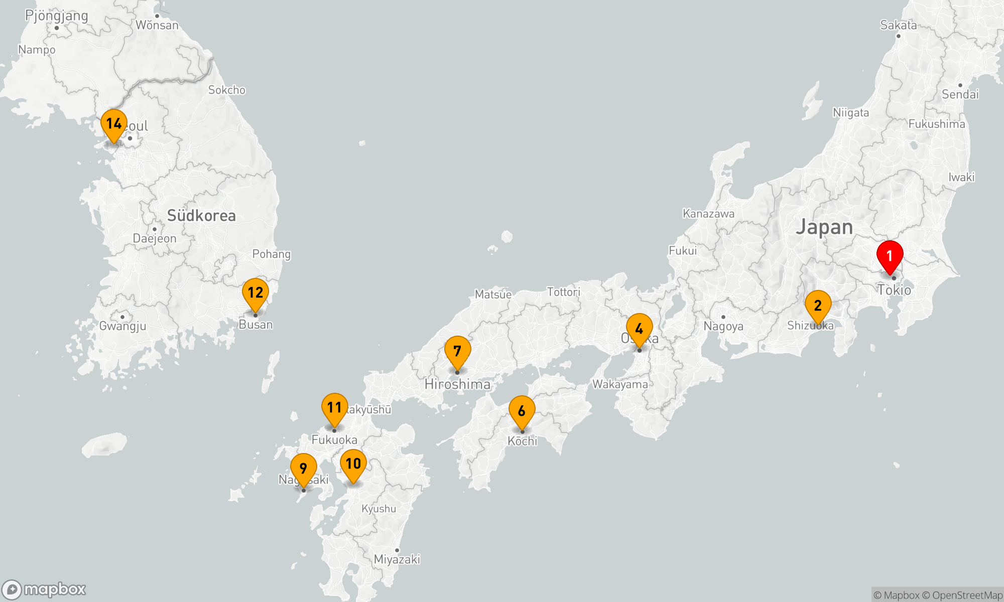 Route 13 Nächte - DAS BESTE AUS JAPAN UND SÜDKOREA