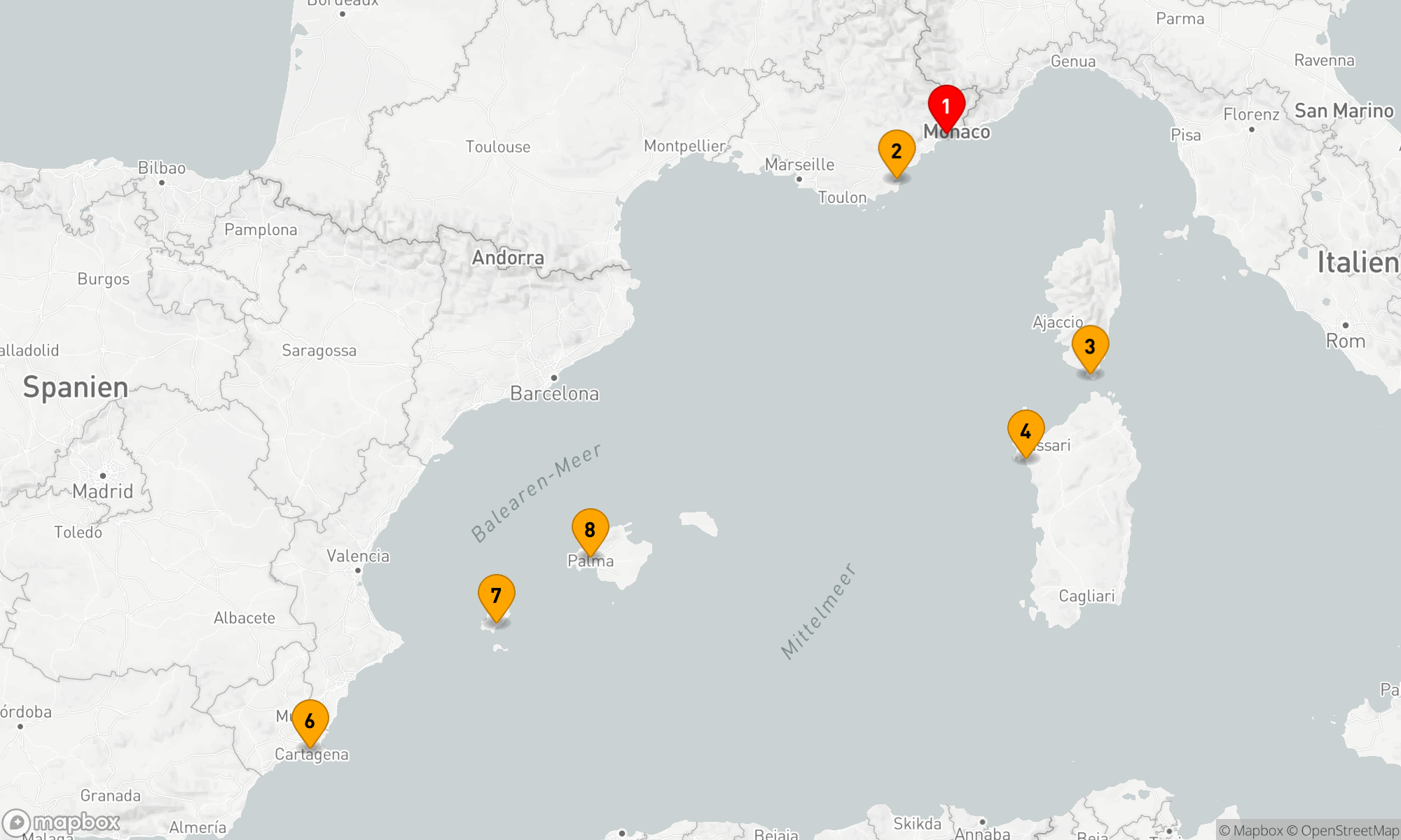 Route 7 Nächte - Mittelmeerzauber: Perlen der Côte d'Azur und Balearen