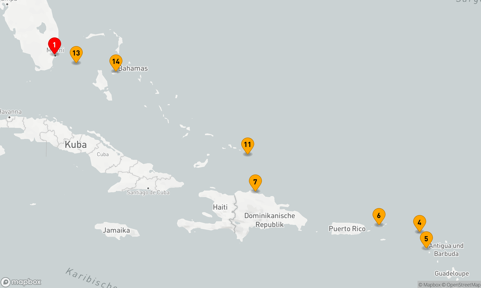 Route 14 Nächte - Karibische Inselträume ab Miami mit MSC