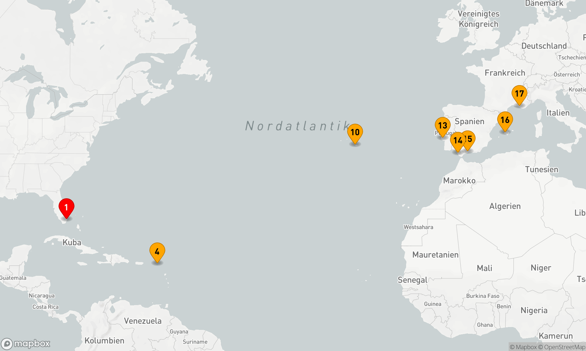 Route 16 Nächte - Von Miami zum Mittelmeer: Entdecker der Meere