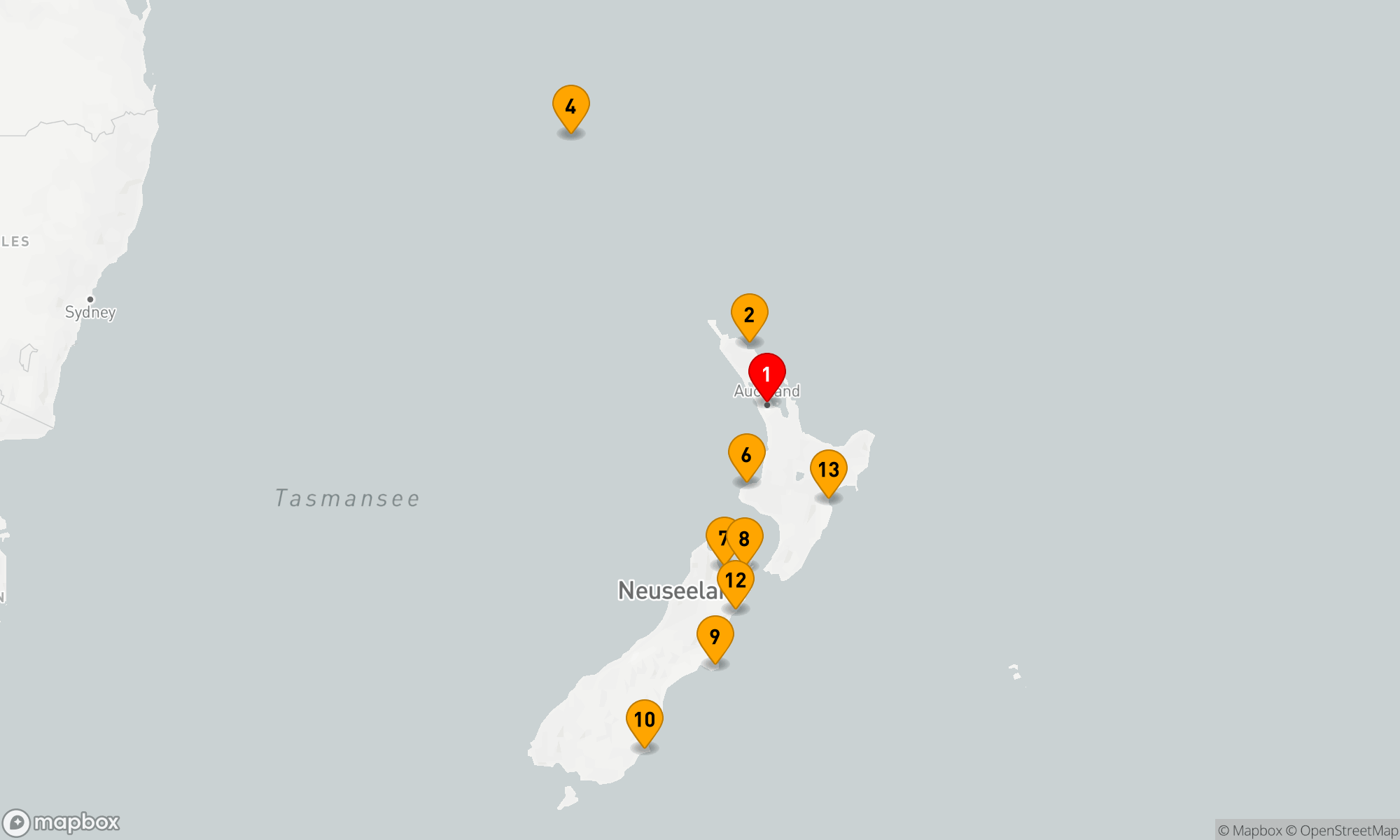 Route 14 Nächte - NEUSEELAND INTENSIV KREUZFAHRT: AUCKLAND,  DUNEDIN & KAIKOURA