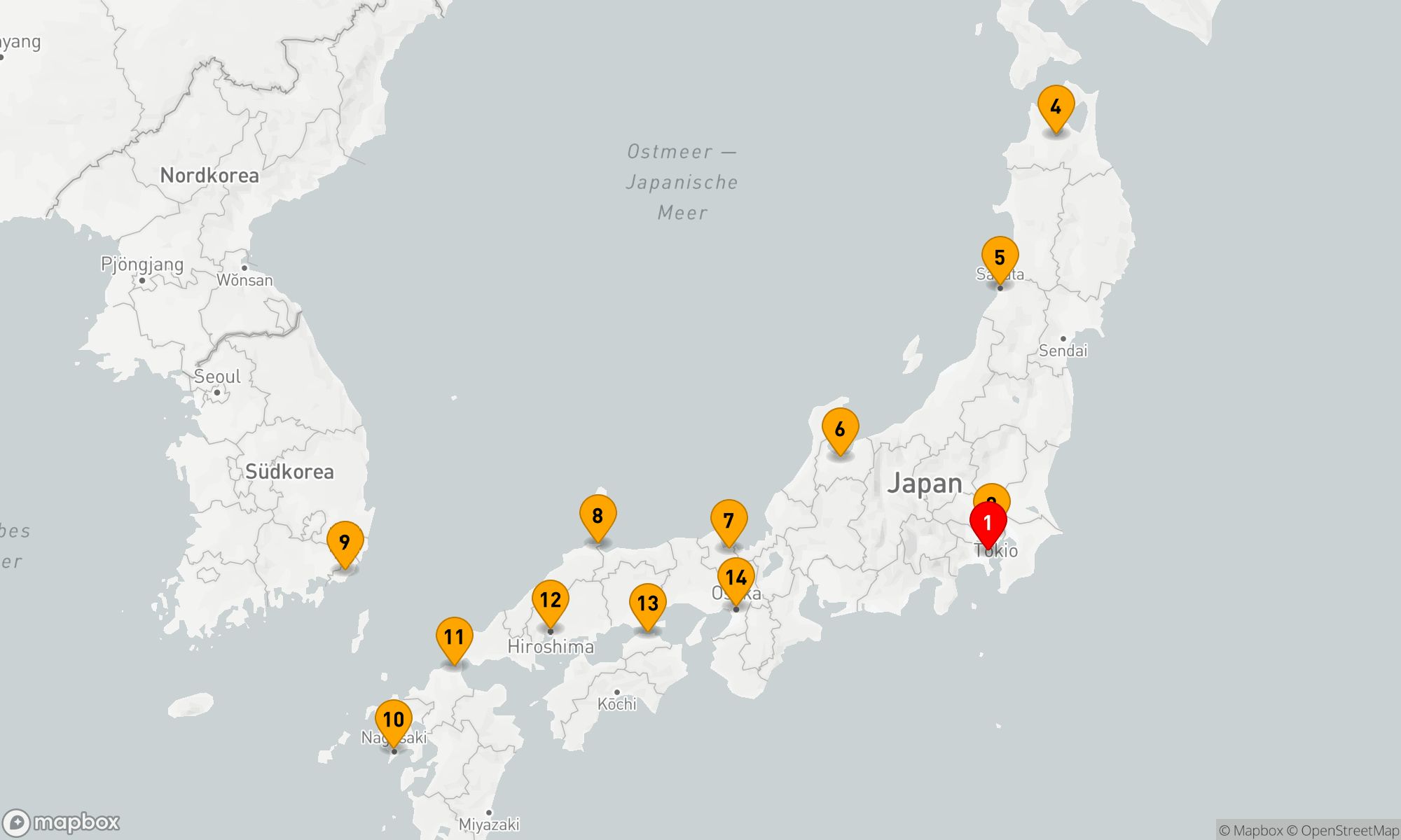 Route 14 Nächte - JAPAN INTENSIV KREUZFAHRT: TOKYO,  SAKATA & NAGASAKI