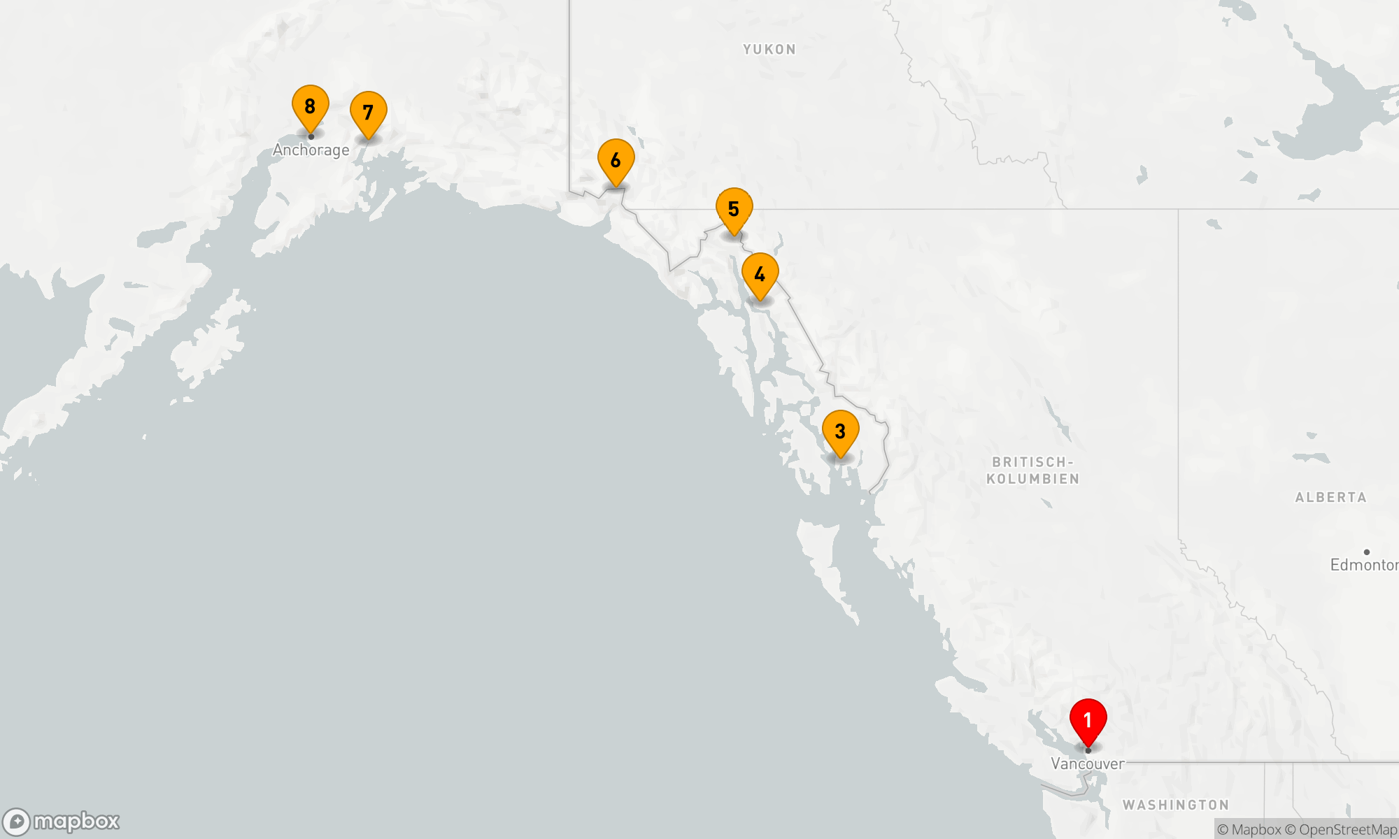 Route 7 Nächte - Reise zu den Gletschern (Nordrichtung)