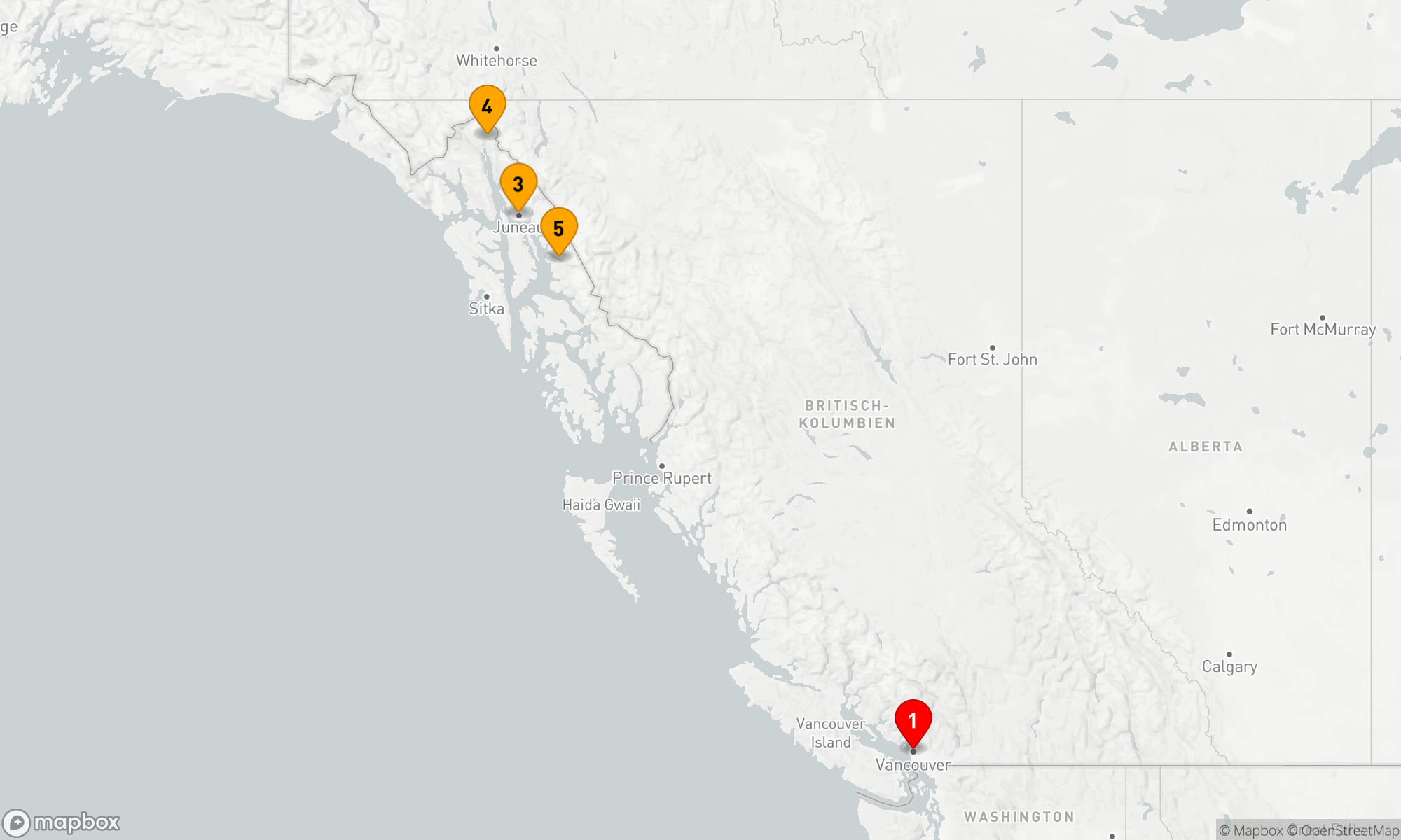 Route 6 Nächte - Inside Passage (Hin- und Rückfahrt Vancouver)