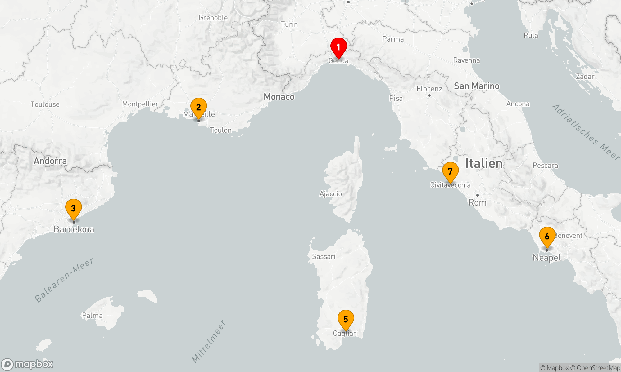 Route 7 Nächte - Mittelmeermalerien: Küstenzauber der Riviera und Sardiniens.