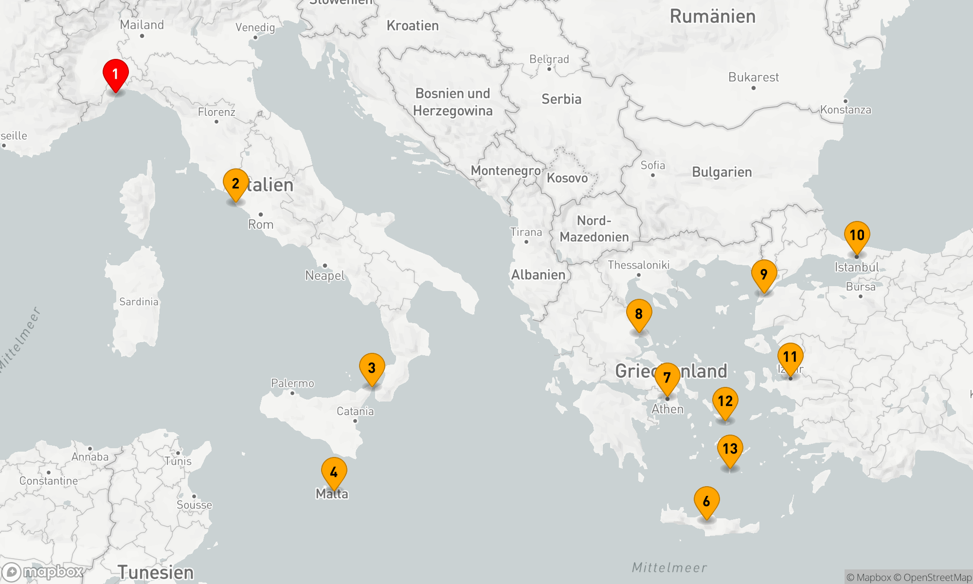 Route 13 Nächte - Mediterrane Entdeckungsreise: Kultur und Küstenzauber