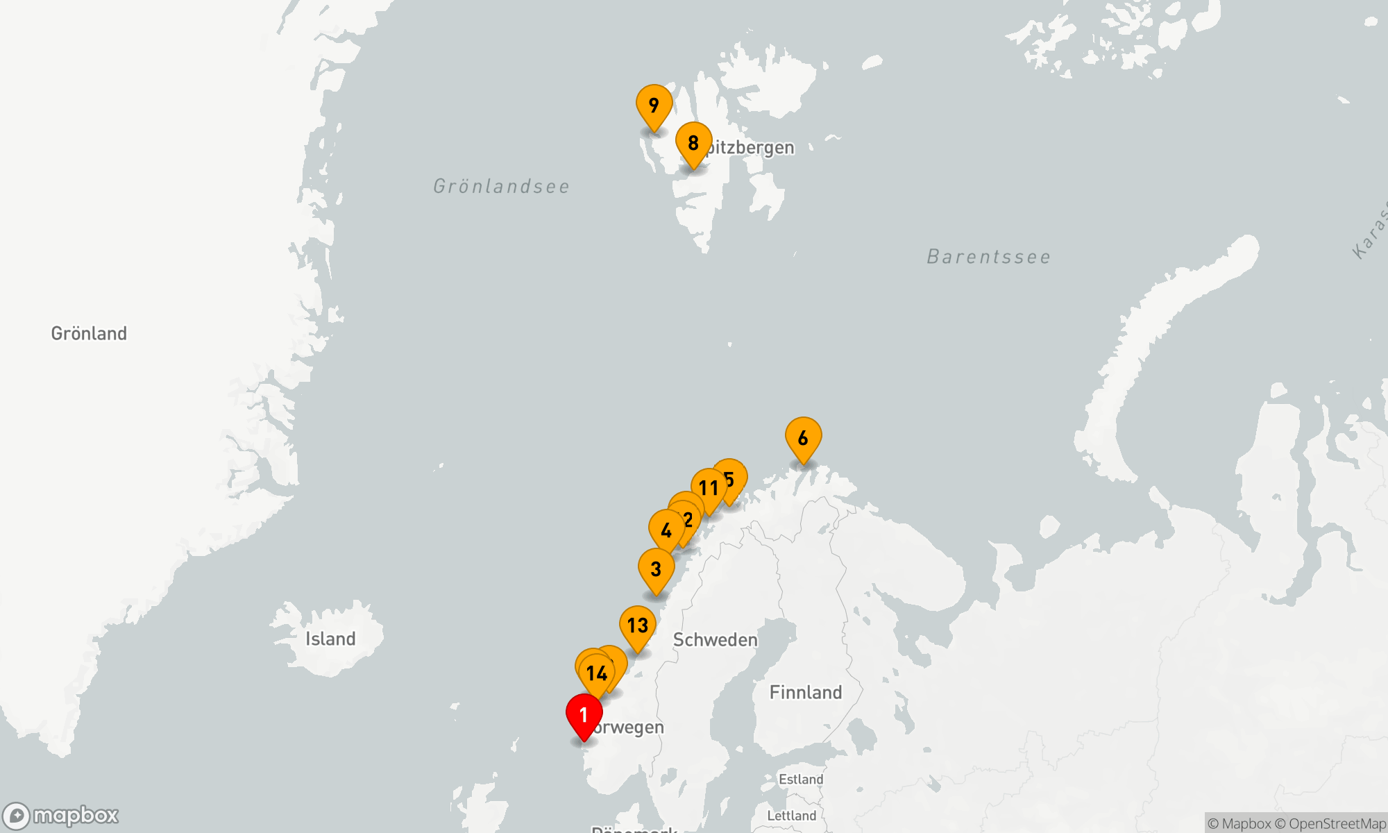 Route 14 Nächte - Die Spitzbergen-Linie