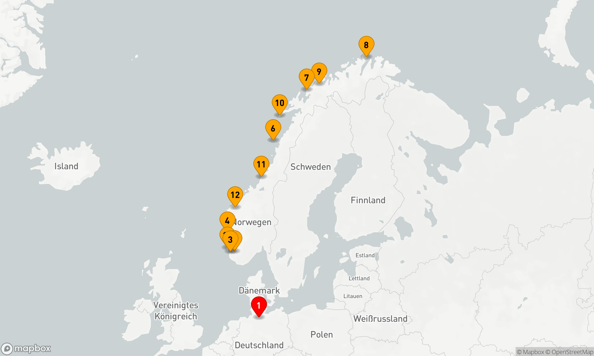 Route 14 Nächte - Die Nordkap-Linie ab Hamburg