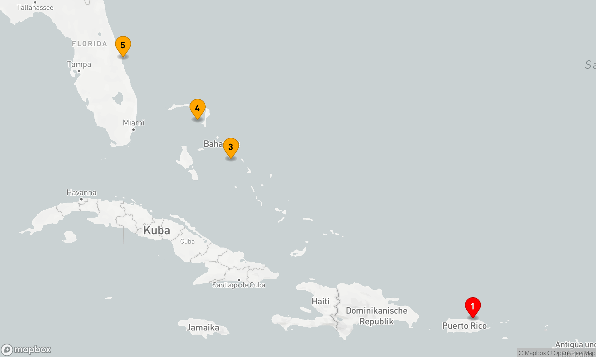 Route 4 Nächte - ab San Juan bis Port Canaveral