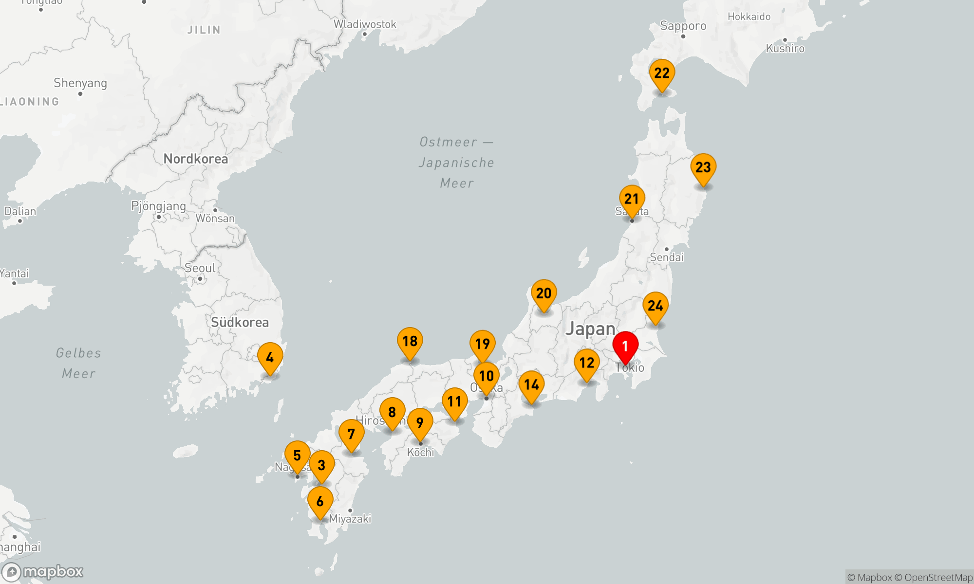 Route 24 Nächte - Großer Kreis Japan Kirschblüten