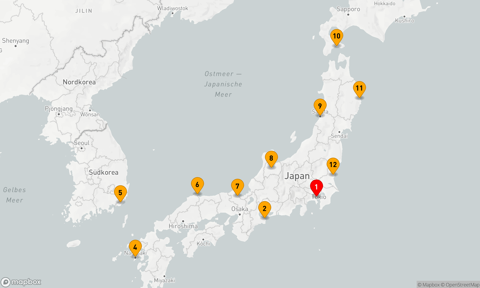 Route 12 Nächte - Kreis Japan Kirschblüten