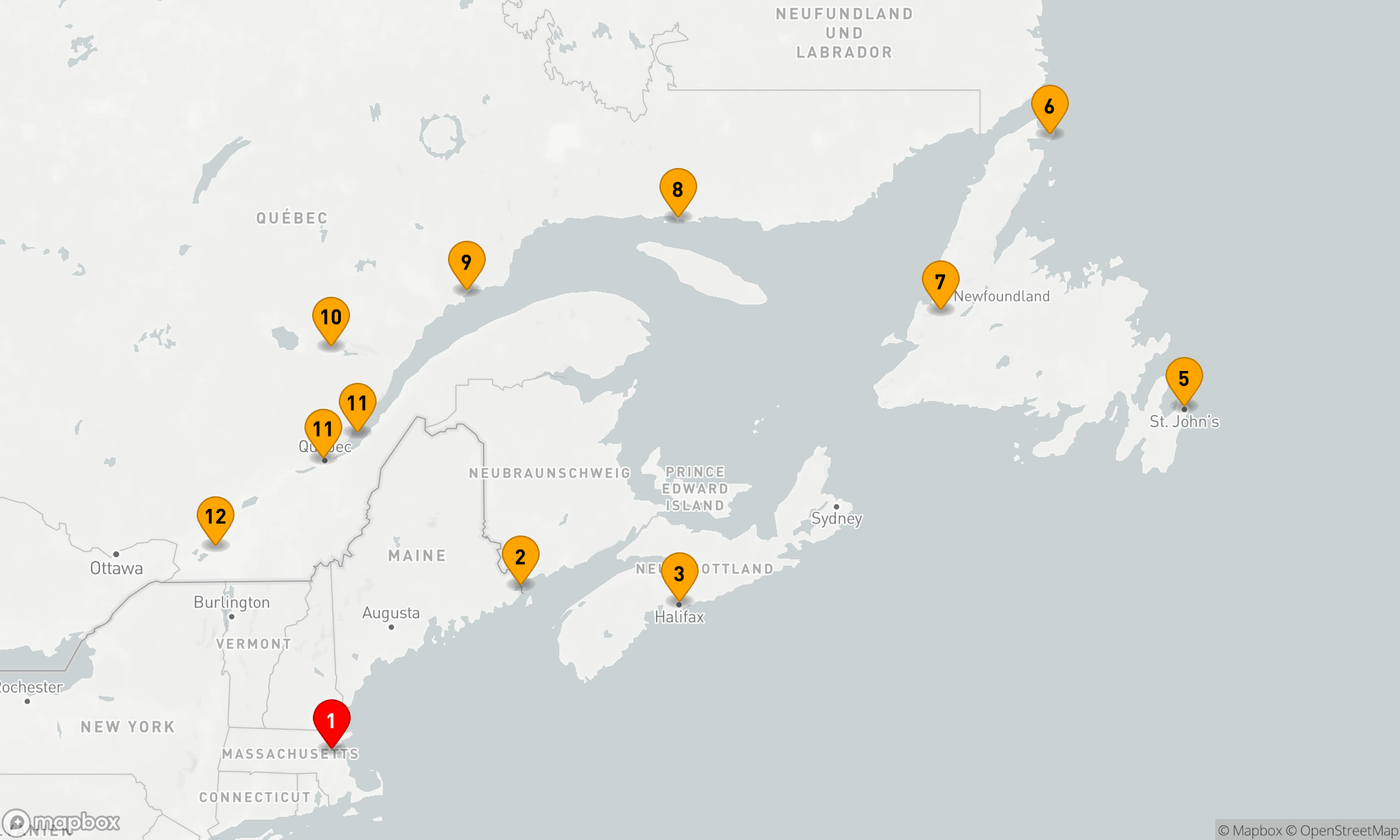 Route 11 Nächte - NEUENGLAND,  NEUFRANKREICH & NEUFUNDLAND: ECKBACH