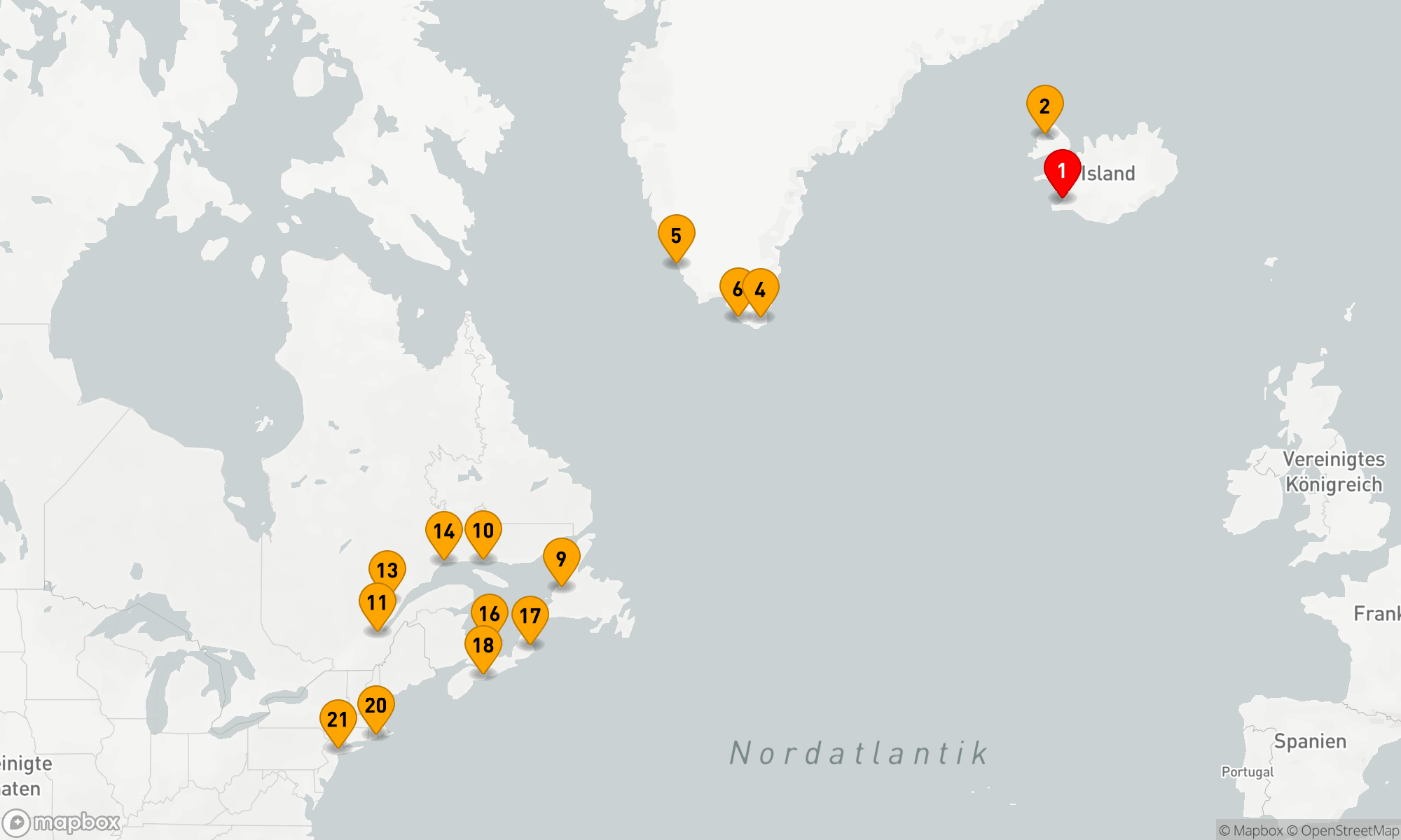 Route 20 Nächte - Von Gletschern bis zu Skylines: Atlantische Entdeckungsreise