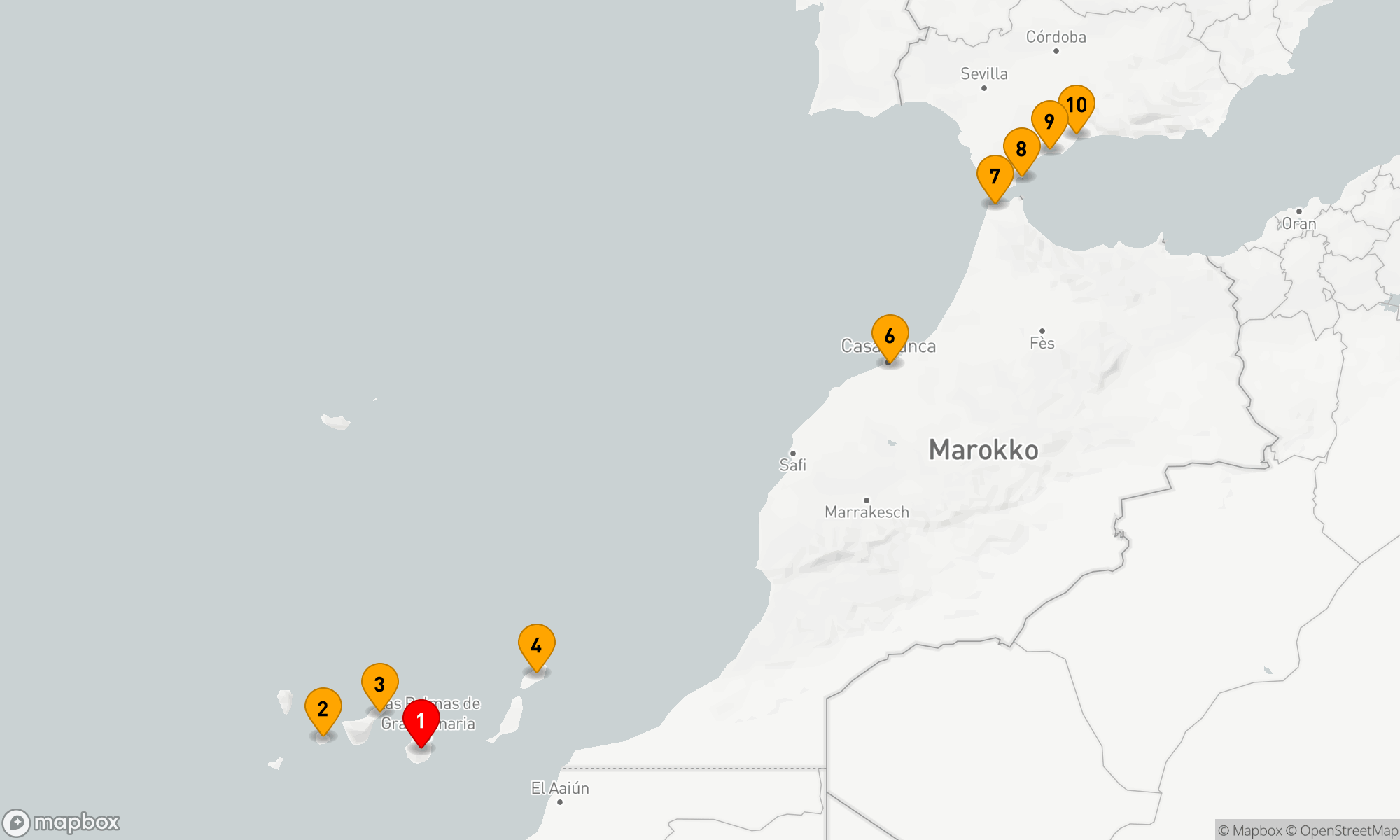 Route 10 Nächte - Kanarische Inseln,  Marokko und die Iberische Halbinsel