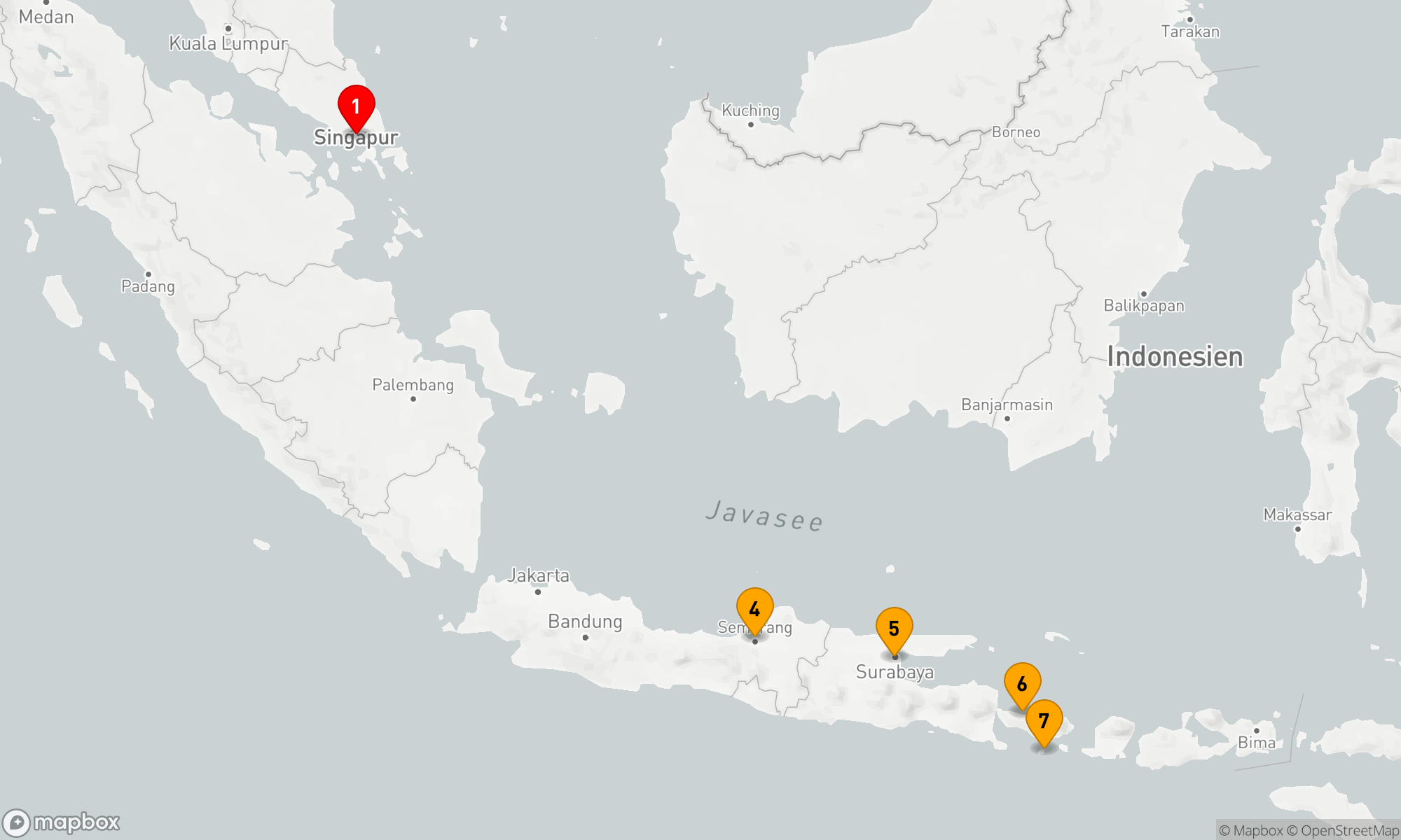 Route 7 Nächte - SINGAPUR & INDONESIEN KREUZFAHRT: SENARANG,  SURABAYA & BALI