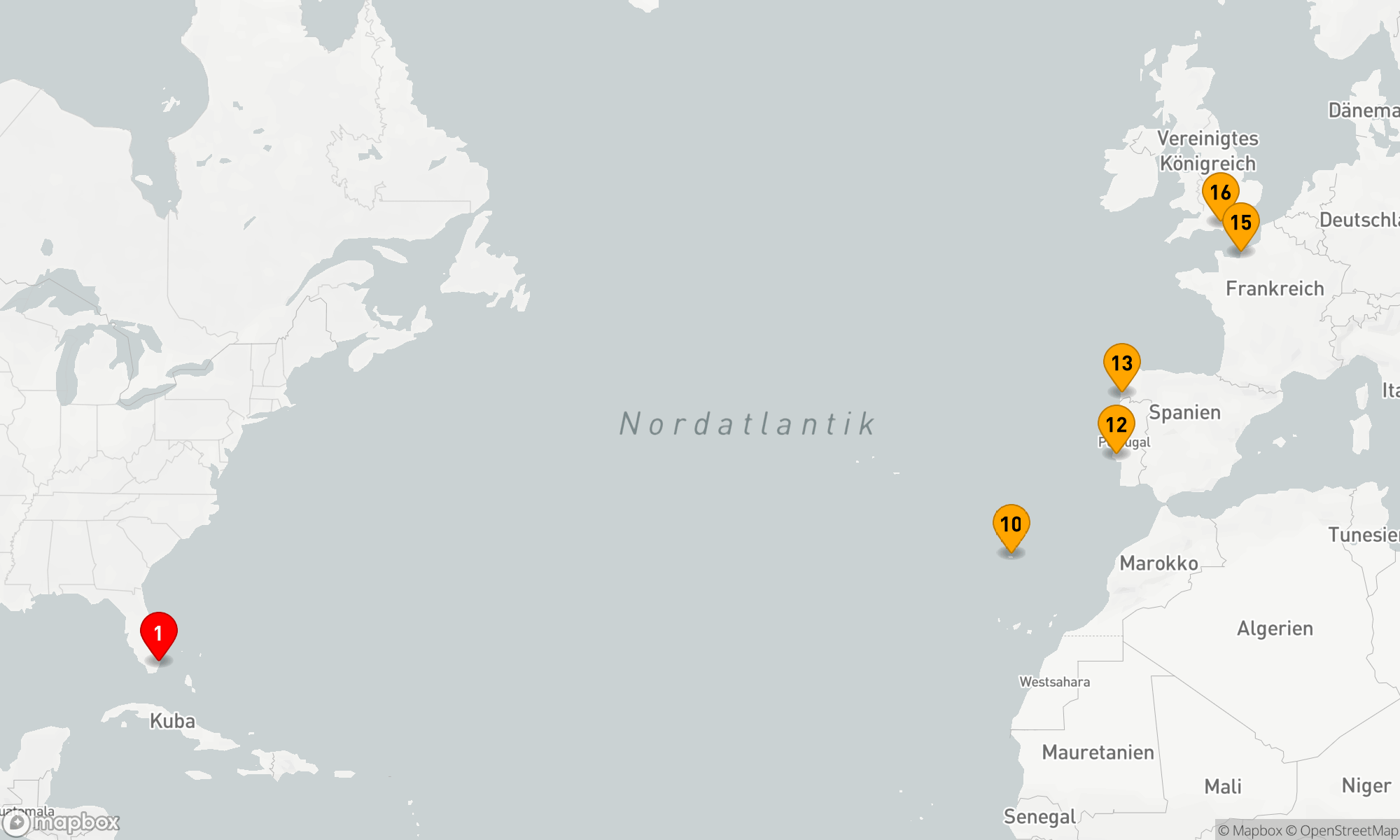 Route 15 Nächte - Von Miami nach Southampton: Atlantische Entdeckungsreise