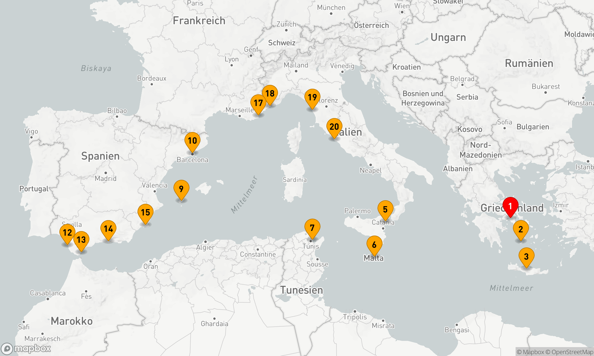 Route 19 Nächte - Mediterrane Entdeckungsreise von Athen nach Rom