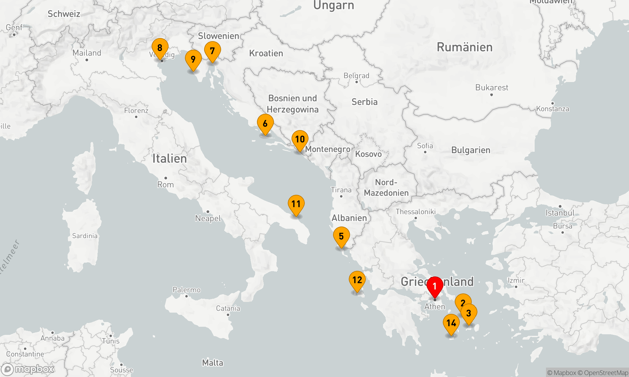 Route 14 Nächte - Malerische Entdeckungsreise durch das Herz der Adria und der Ägäis
