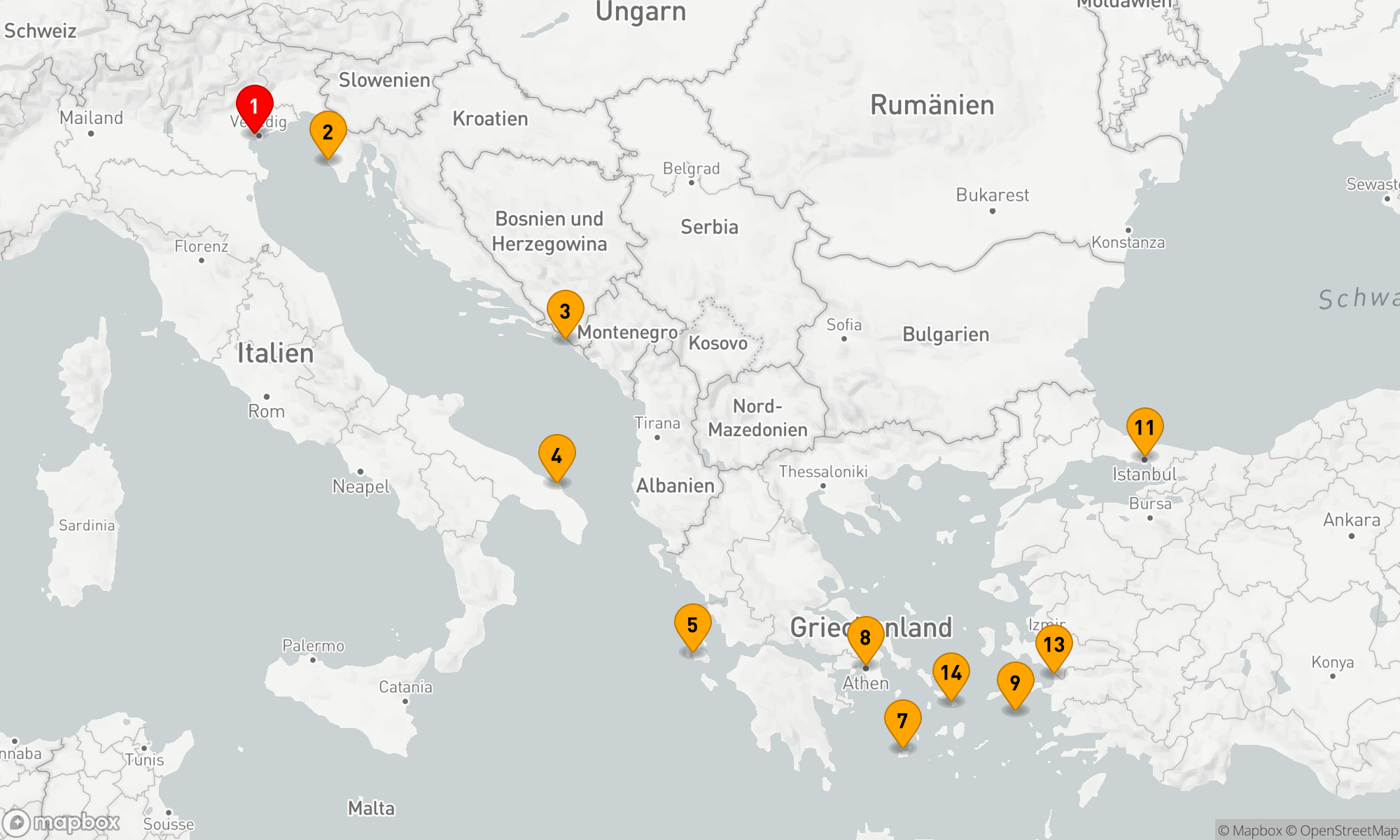 Route 14 Nächte - Kulturelle Entdeckungen des östlichen Mittelmeers
