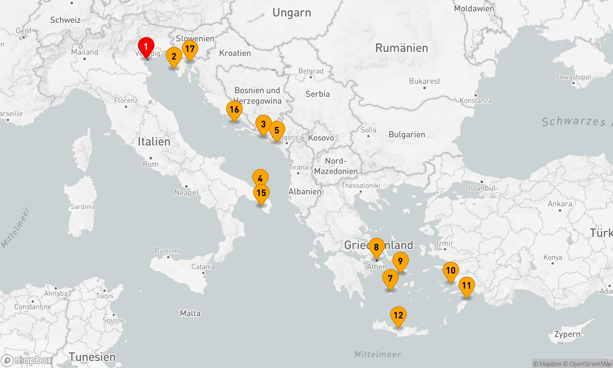 Route 17 Nächte - Adriatisch-Ägäische Entdeckungsreise