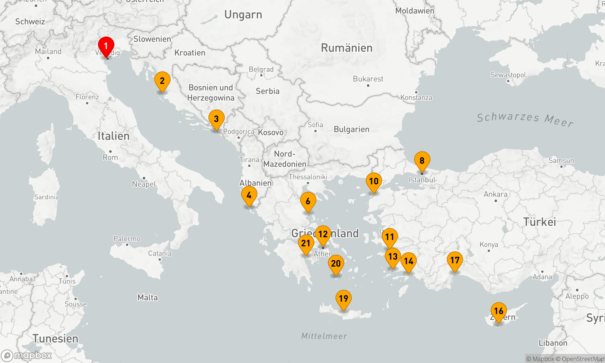 Route 21 Nächte - Odyssee der Entdeckungen: Von der Adria zur Ägäis