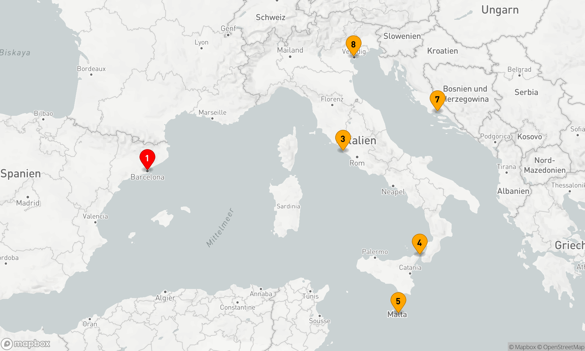 Route 7 Nächte - Mittelmeerzauber: Von Katalonien bis zur Adria