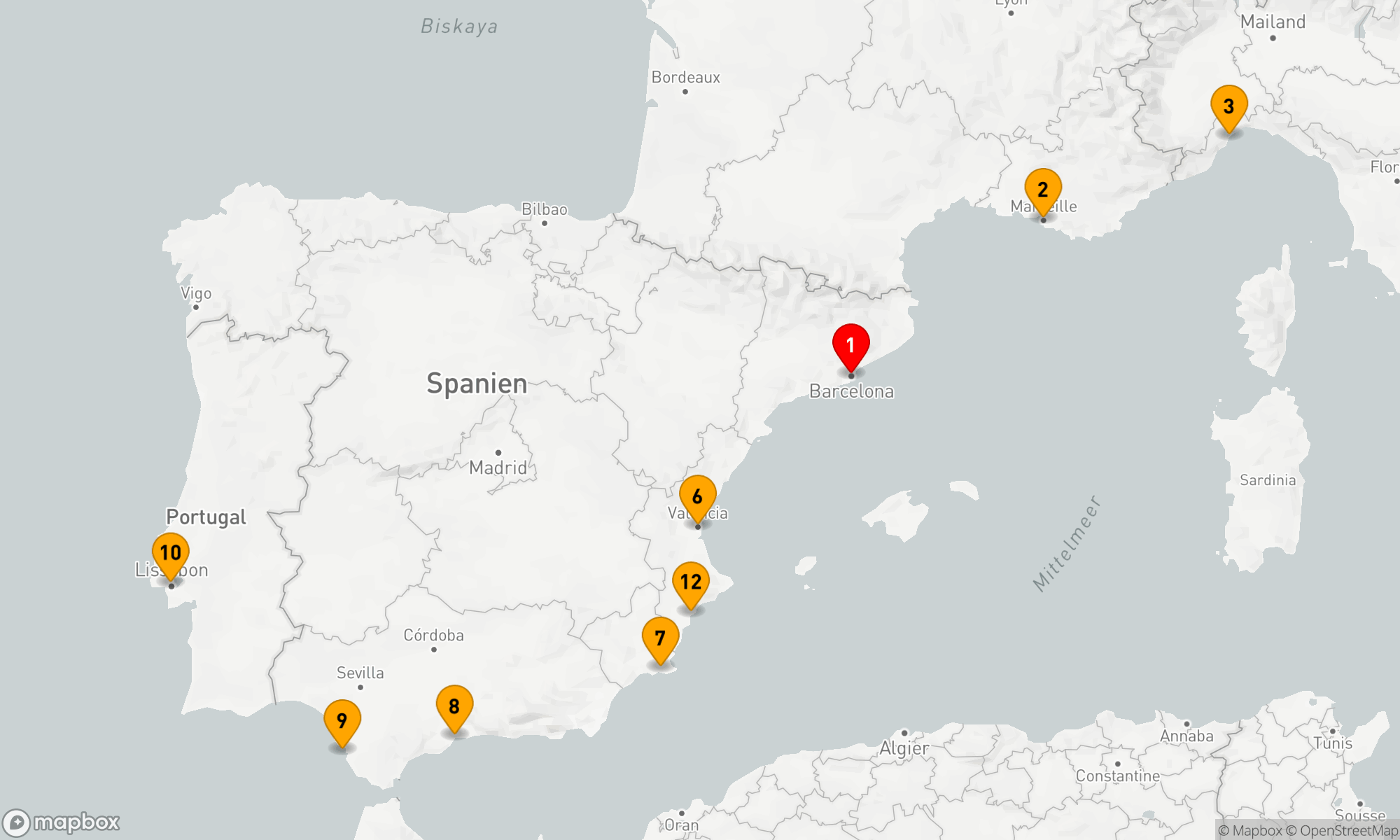Route 12 Nächte - Mediterrane Entdeckungsreise ab Barcelona