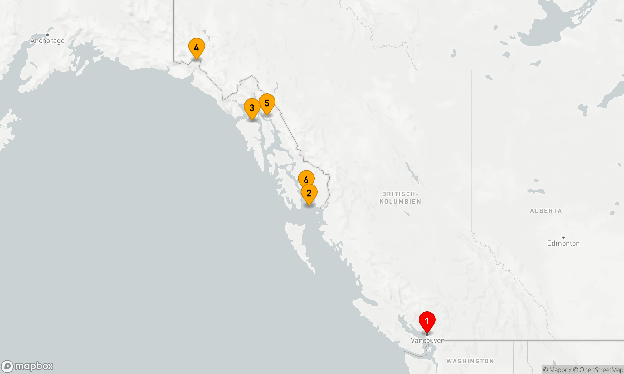 Route 7 Nächte - ALASKA HUBBARD GLETSCHER KREUZFAHRT