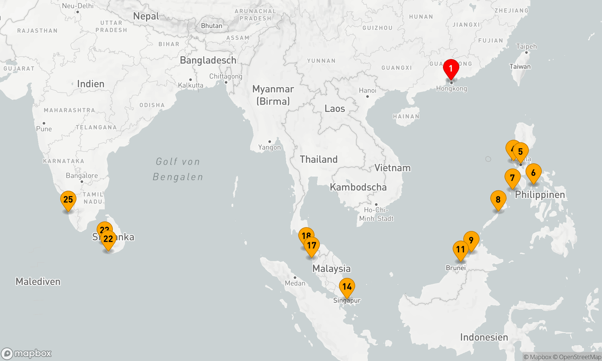 Route 24 Nächte - Von Hongkong bis Kerala