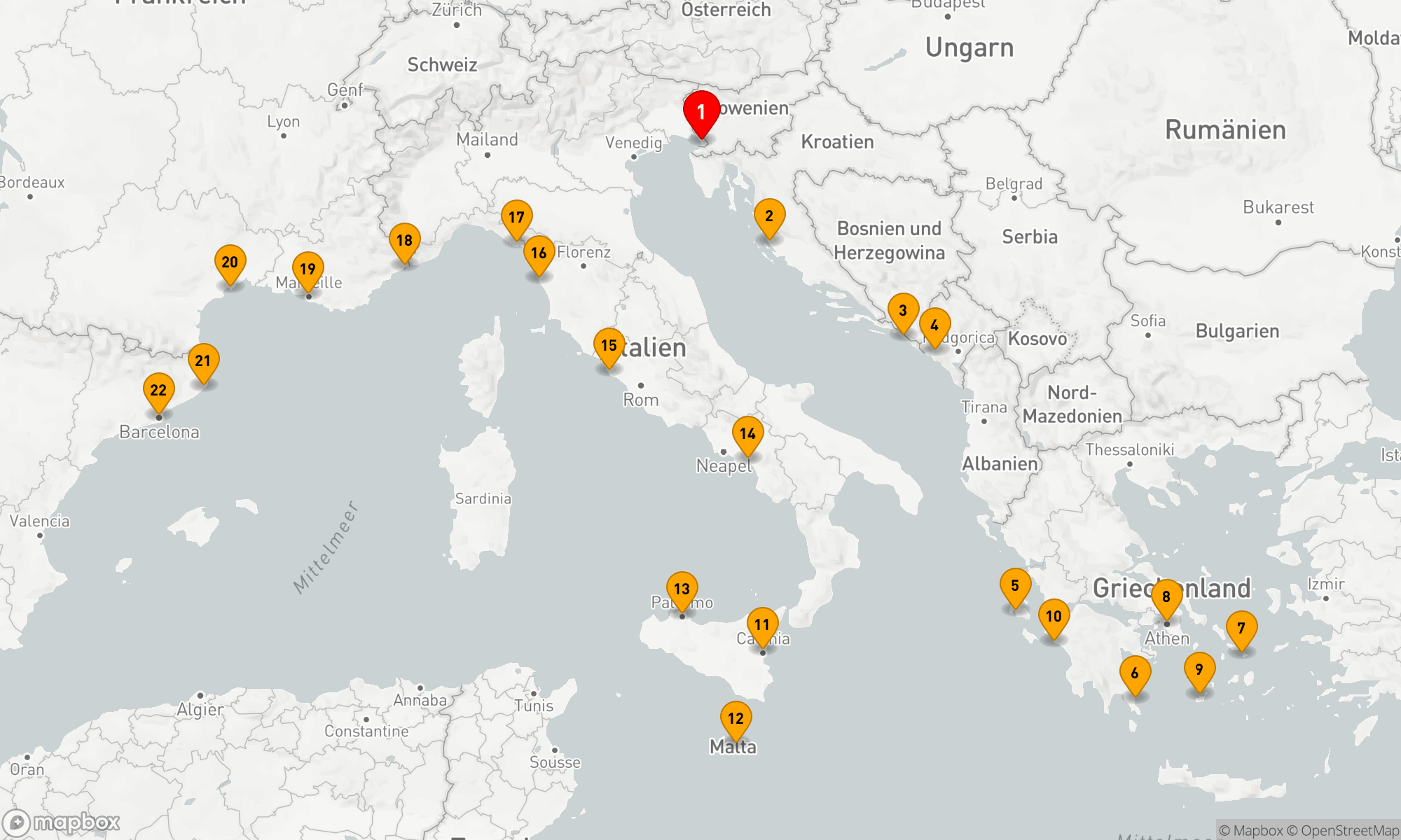 Route 21 Nächte - SOUTHERN EUROPE SUMMER