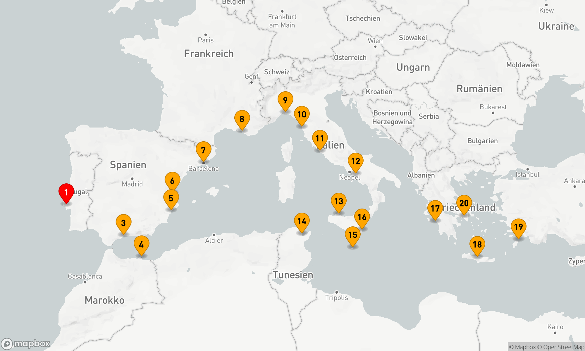 Route 19 Nächte - MARVELS OF THE MEDITERRANEAN