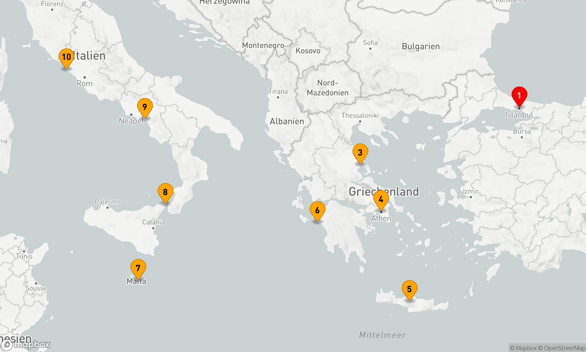 Route 9 Nächte - MEDIEVAL MEDITERRANEAN