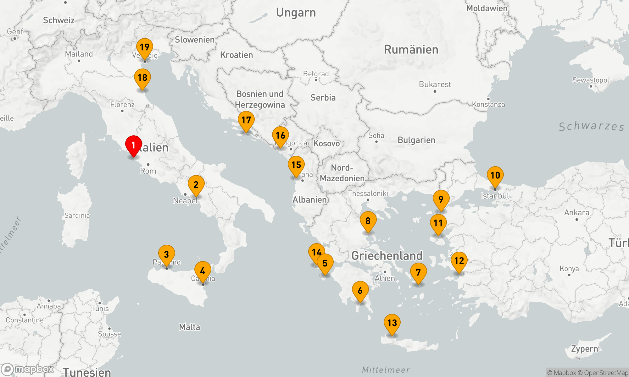 Route 19 Nächte - ROME,  RUINS & GONDOLA RIDES