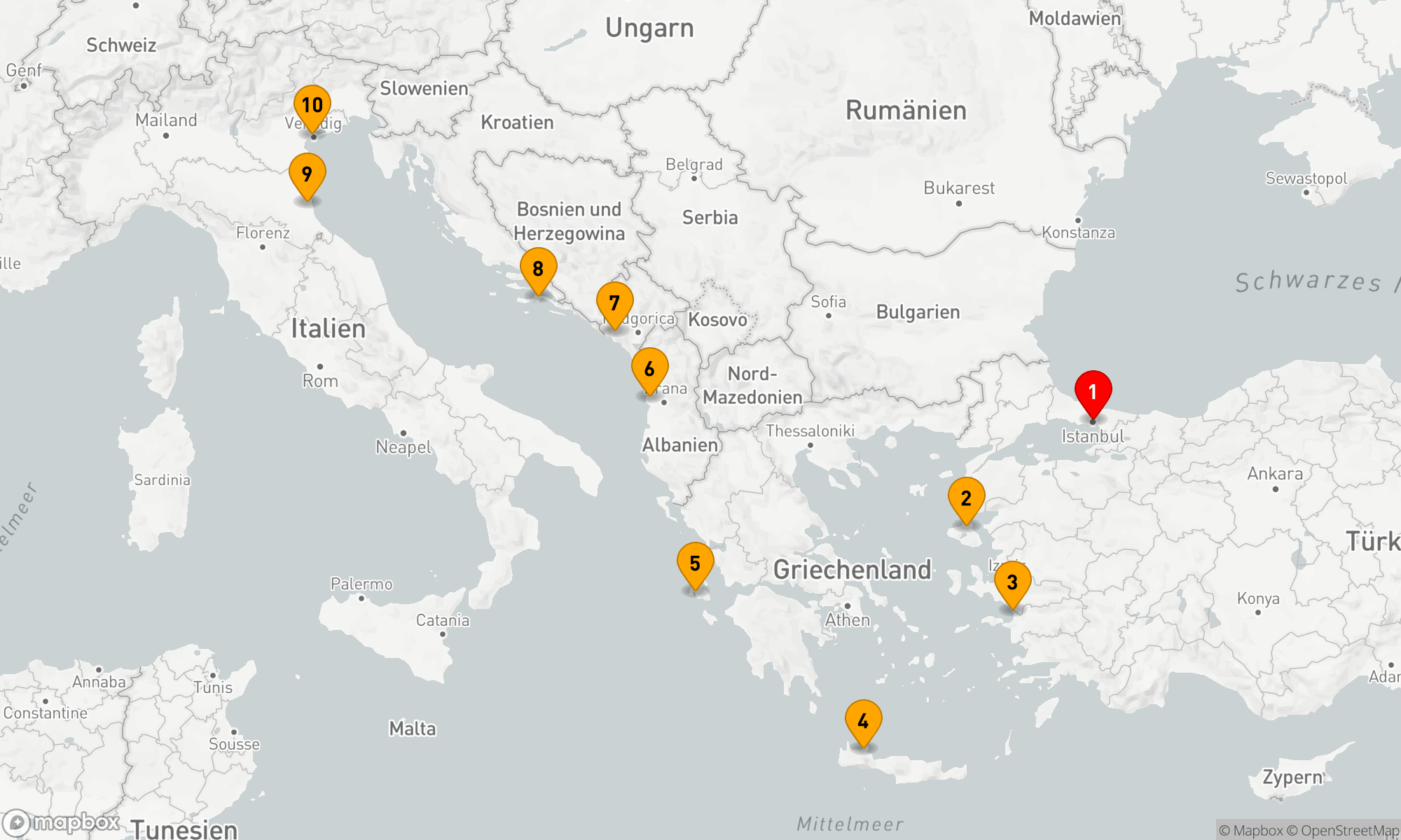 Route 10 Nächte - AEGEAN & ADRIATIC COASTS