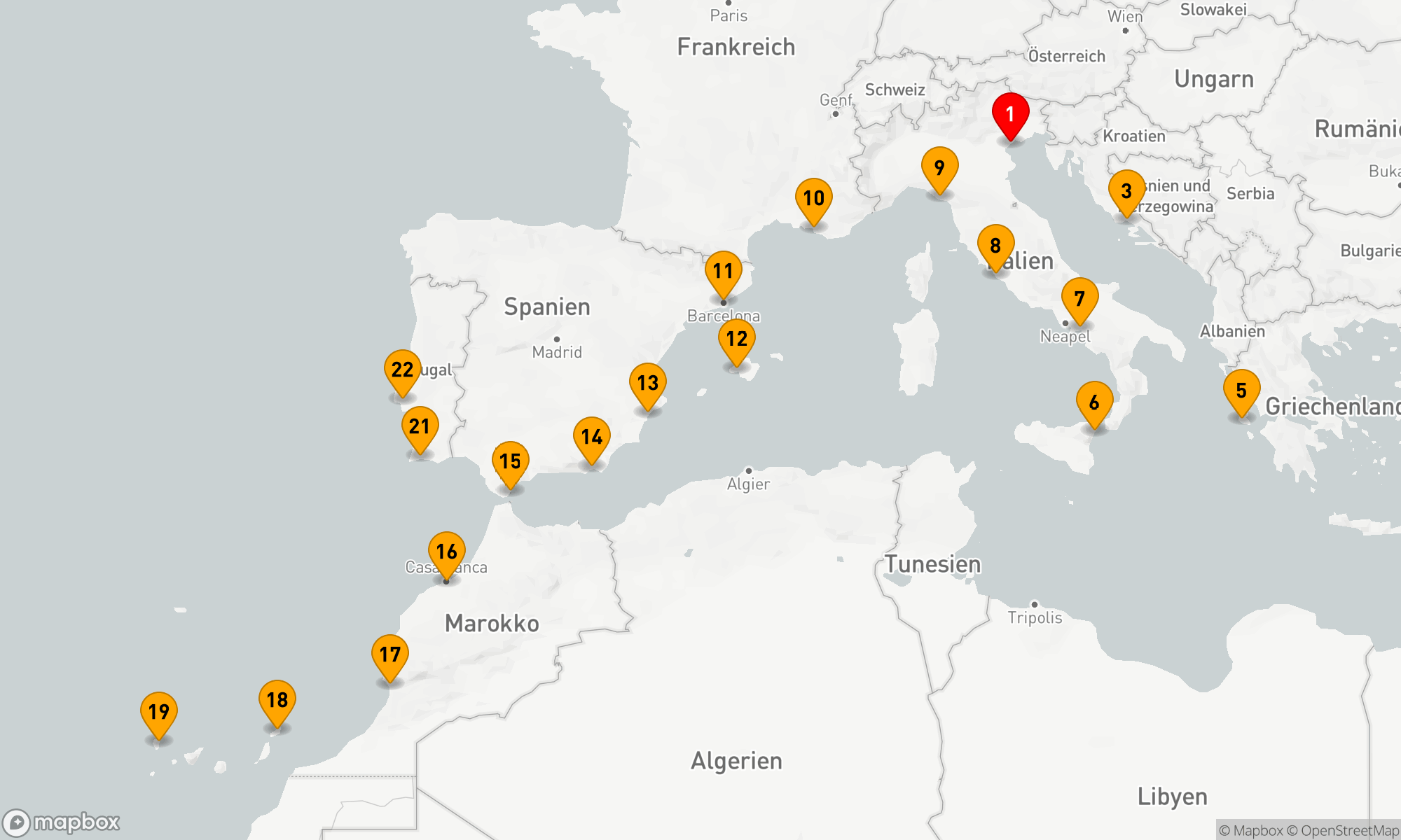 Route 21 Nächte - CANALS,  CANARIES & COLOSSEUM